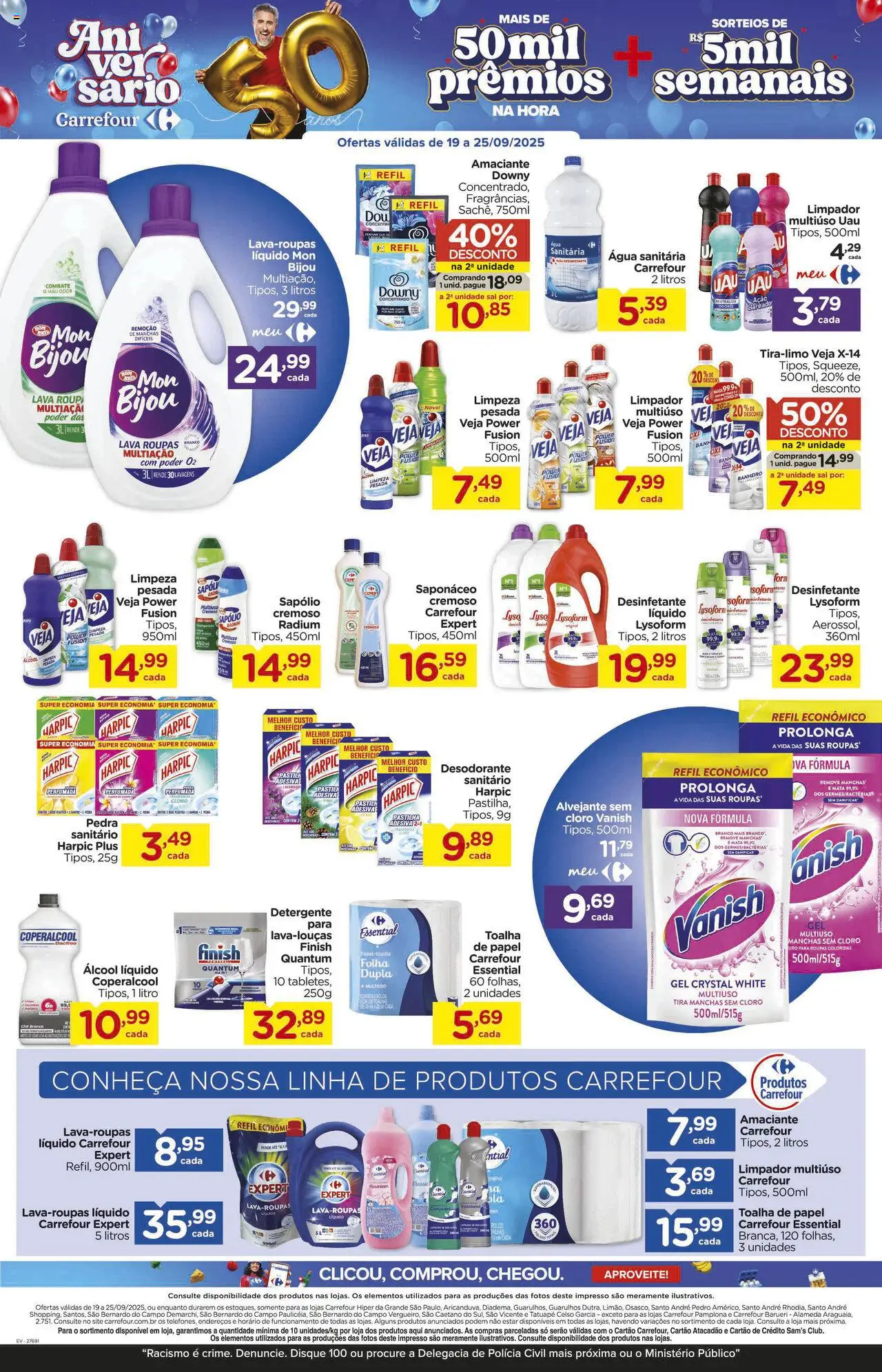 Carrefour Folheto - válido de 19.09.2025 | Página: 14 | Produtos: Perfume, Limpador multiuso, Vanish, Água sanitária