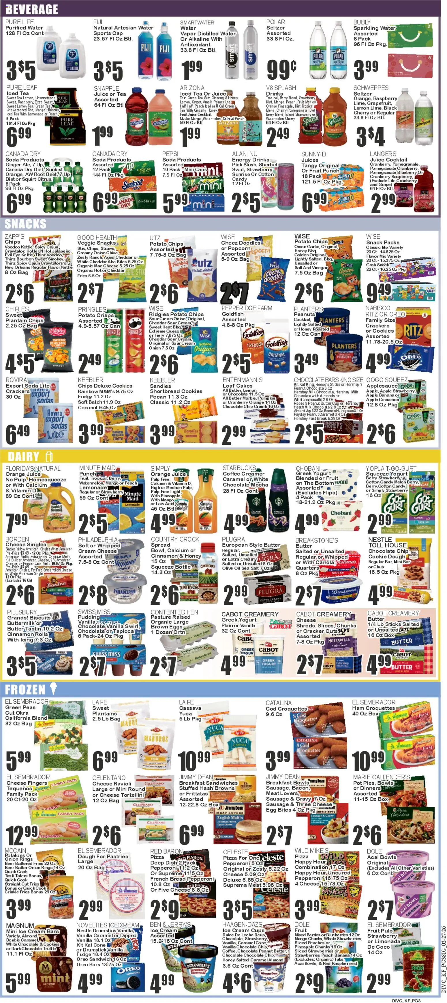 Key Food Weekly Ad - valid from 27.02.2026 | Page: 3 | Products: Pizza, Chips, Mango, Raspberry