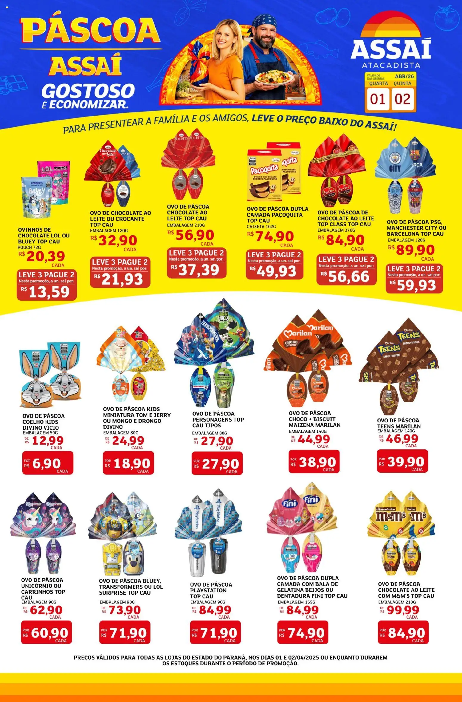 Assaí Atacadista Folheto - válido de 01.04.2026 | Página: 1 | Produtos: Ovo de páscoa, Chocolate, Playstation, Gelatina