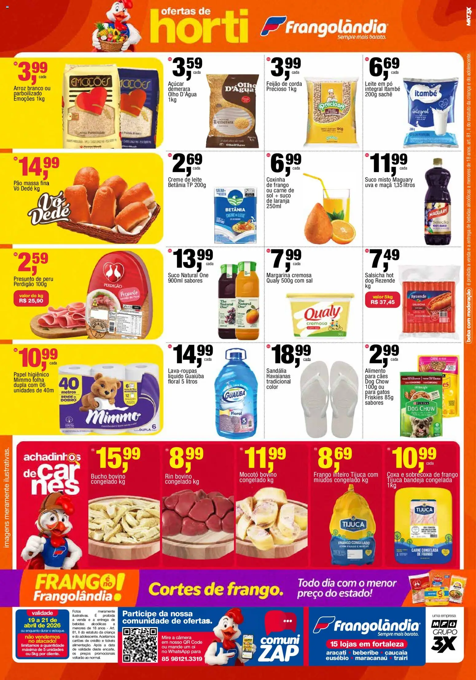 Frangolândia Folheto - válido de 19.04.2026 | Página: 2 | Produtos: Salsicha, Carne, Bandeja, Câmera
