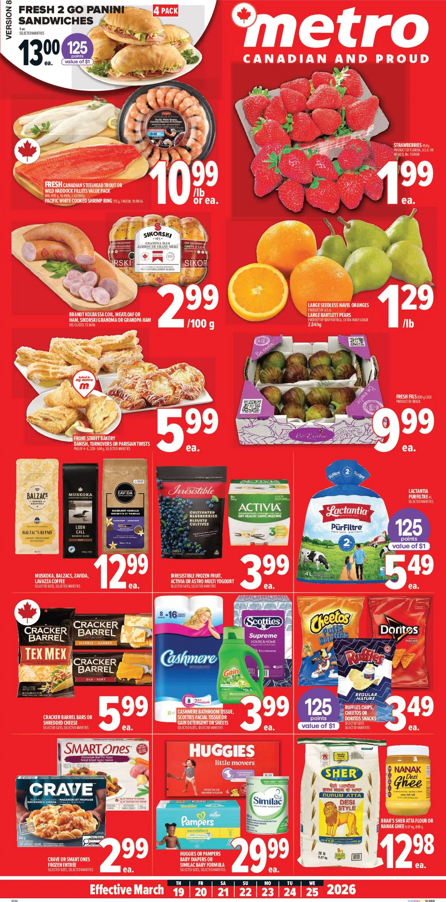 Metro flyer valid from 19.03.2026 | Page: 2 | Products: Strawberries, Cheese, Coffee, Oranges