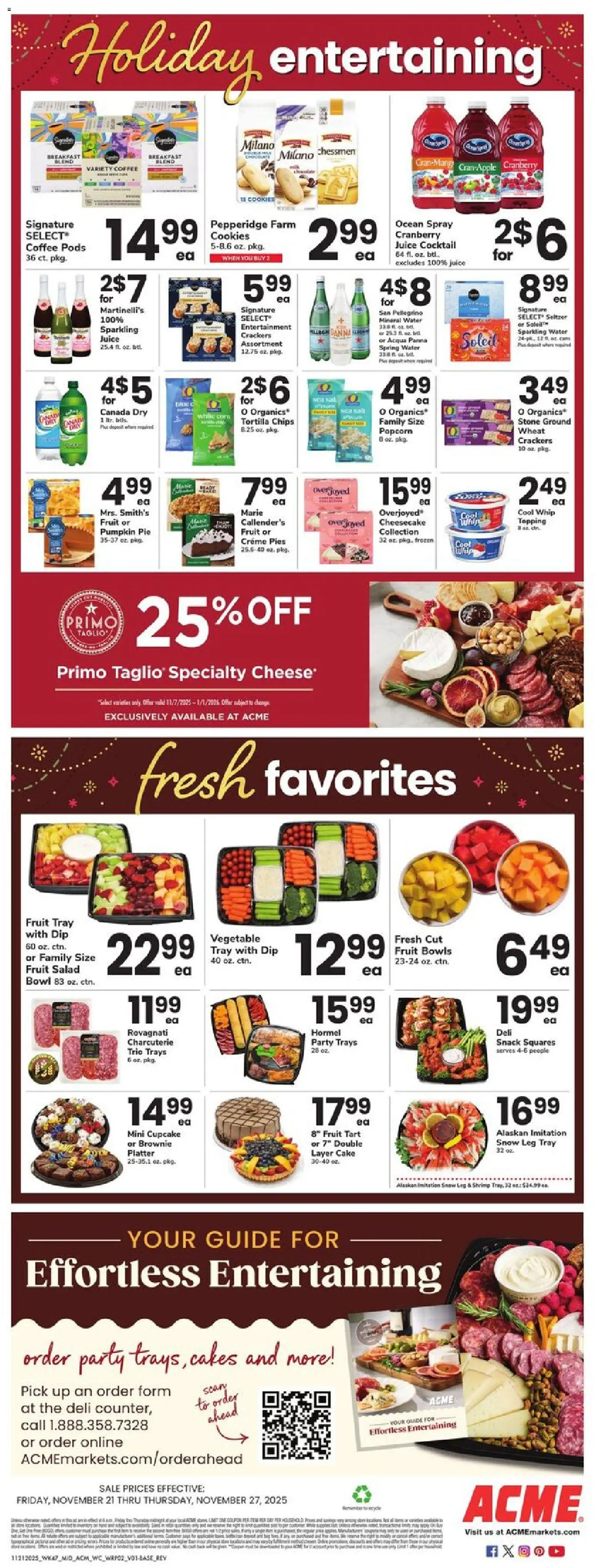 Acme Weekly Ad - NJ - valid from 21.11.2025 | Page: 2 | Products: Cheese, Coffee, Chips, Cheesecake