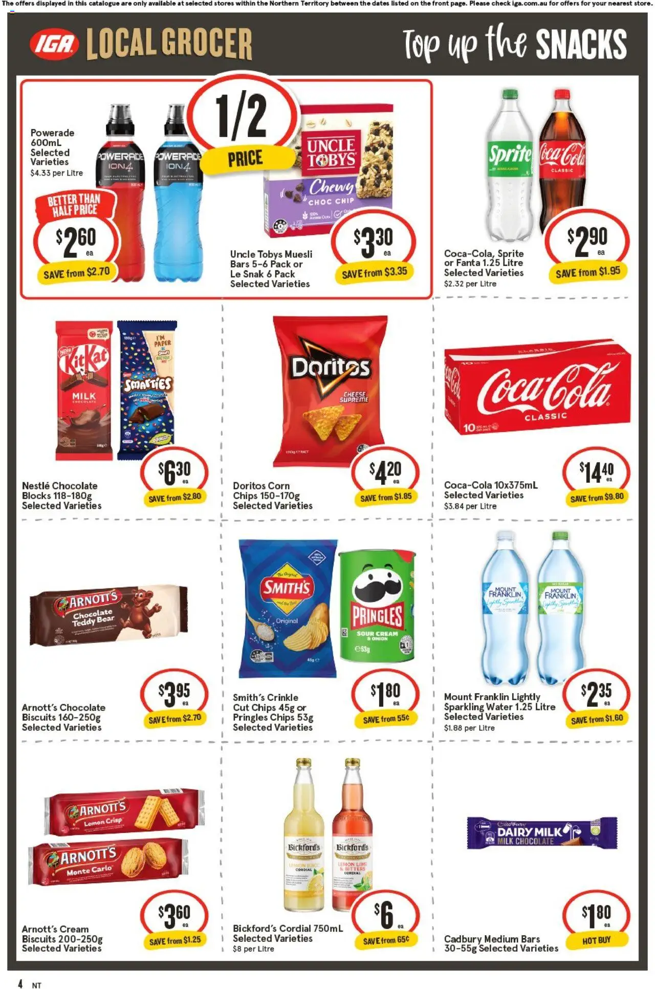 IGA catalogue - valid from 22.10.2025 | Page: 4 | Products: Chocolate, Sour cream, Cream, Water