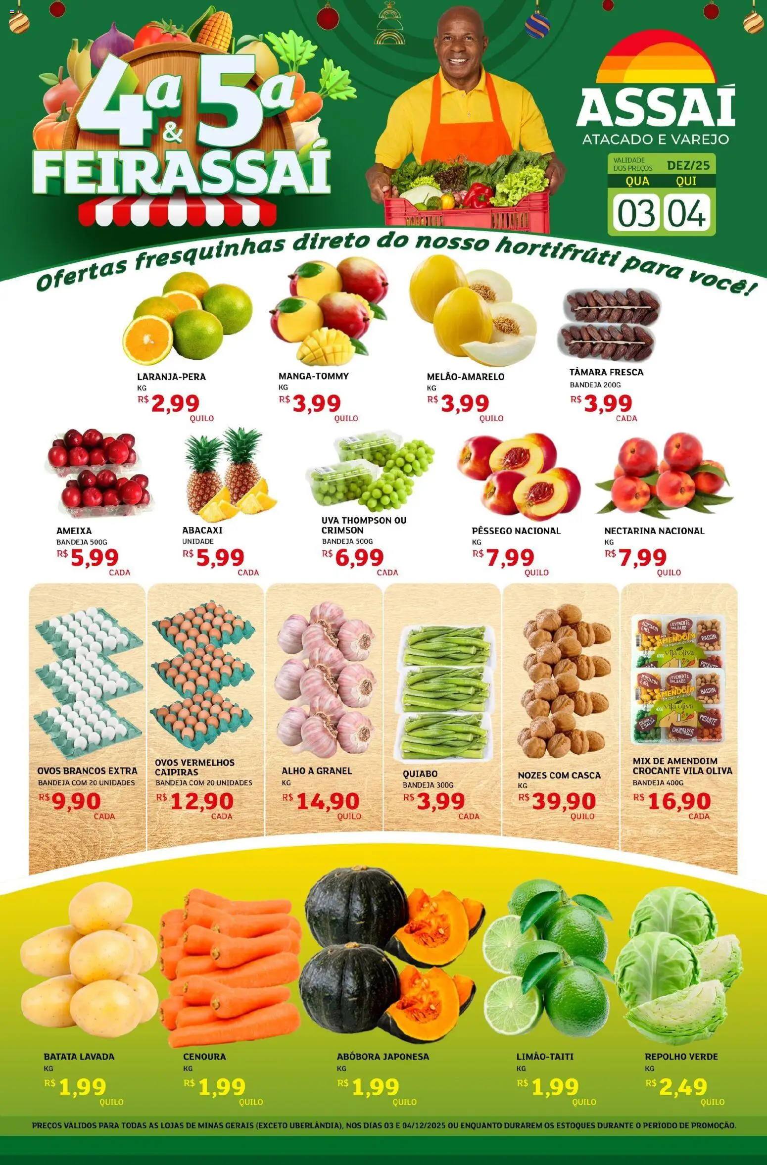 Assaí Atacadista Folheto - válido de 03.12.2025 | Página: 1 | Produtos: Abóbora, Amendoim, Cenoura, Nozes