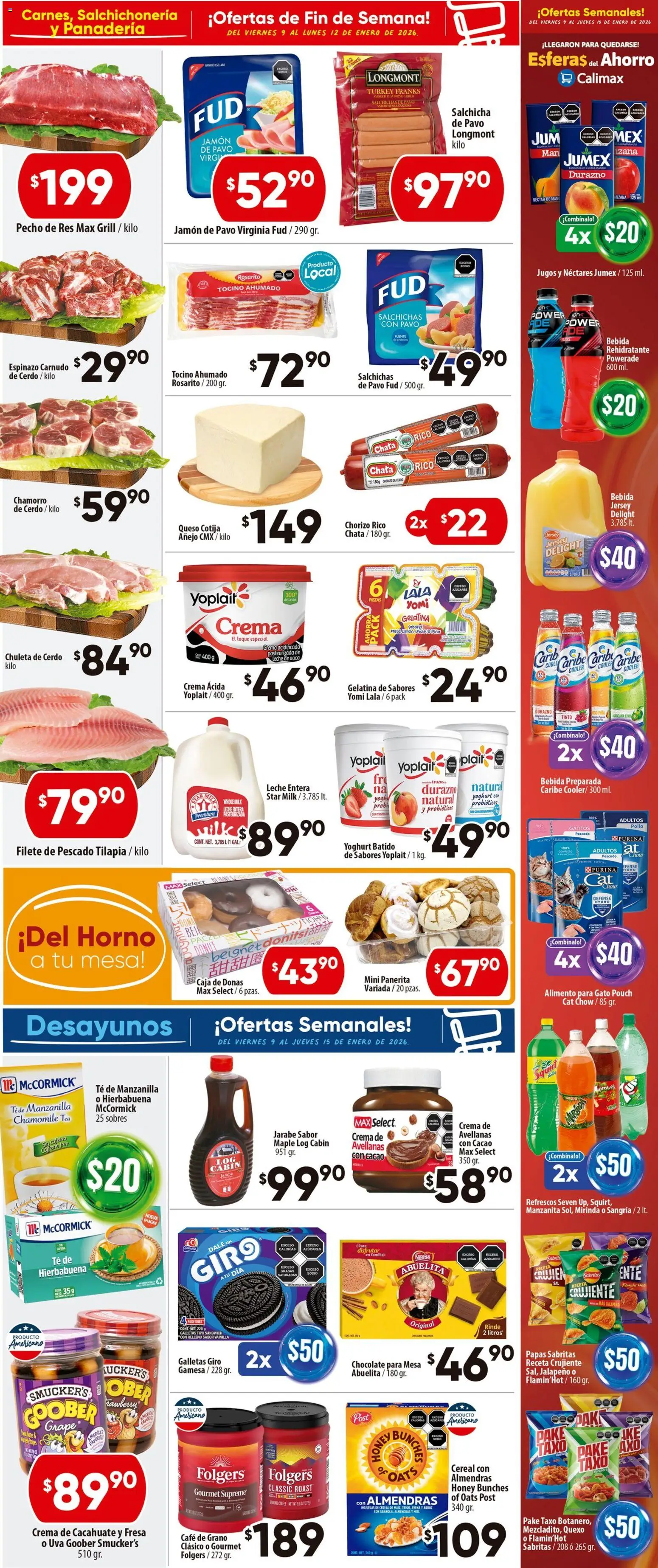 Nuevas ofertas de Calimax válidas en toda la República Mexicana desde el 09.01.2026. ¡Encuentra las mejores ofertas en Calimax folleto Tecate! | Página: 2 | Productos: Tocino, Avena, Crema, Café