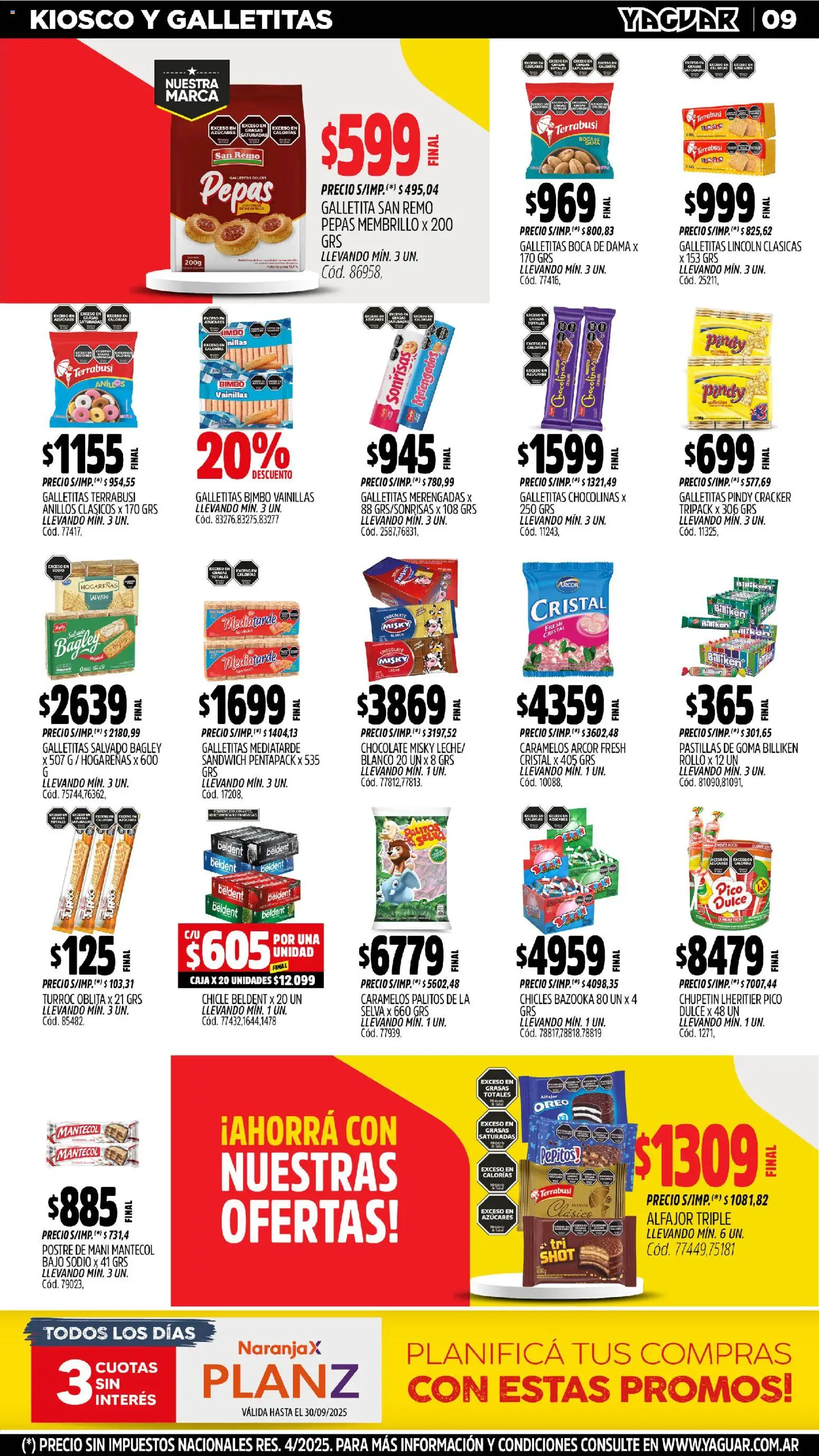 Yaguar - José C. Paz │ válido desde el 27.10.2025 | Página: 9 | Productos: Pico, Chicles, Chocolate, Alfajor