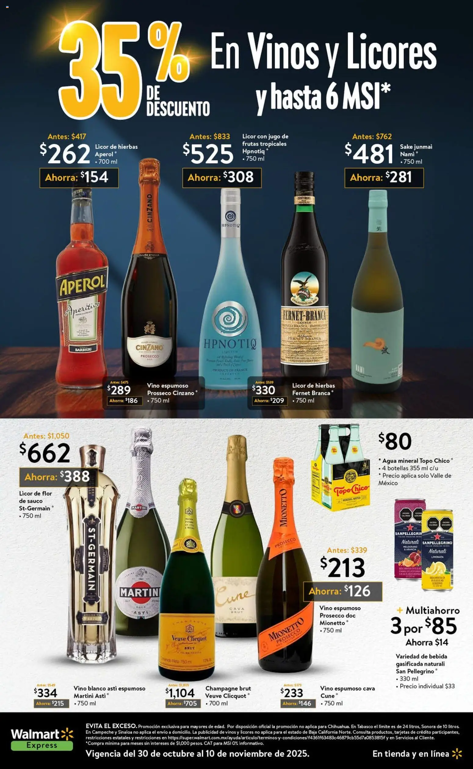 Nuevas ofertas de Walmart Express válidas en toda la República Mexicana desde el 30.10.2025. ¡Encuentra las mejores ofertas en Walmart Express folleto! | Página: 7 | Productos: Champagne, Agua, Jugo, Cava