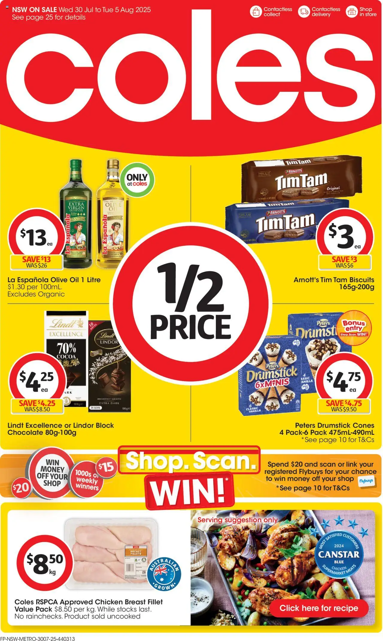 Coles catalogue - valid from 30.07.2025 | Page: 1 | Products: Cocoa, Chocolate, Olive oil, Biscuits