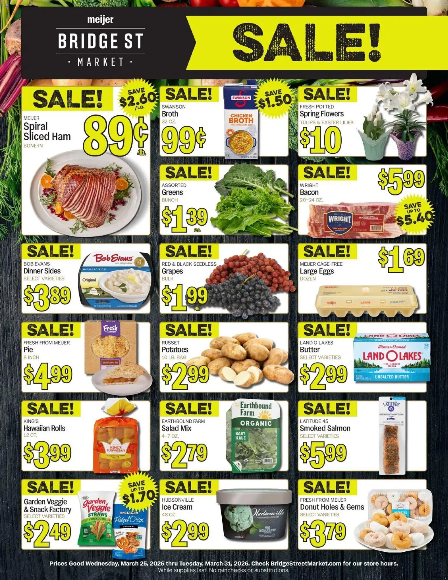 Meijer Bridge Street Market - valid from 25.03.2026 | Page: 1 | Products: Ham, Ice cream, Salad, Bag