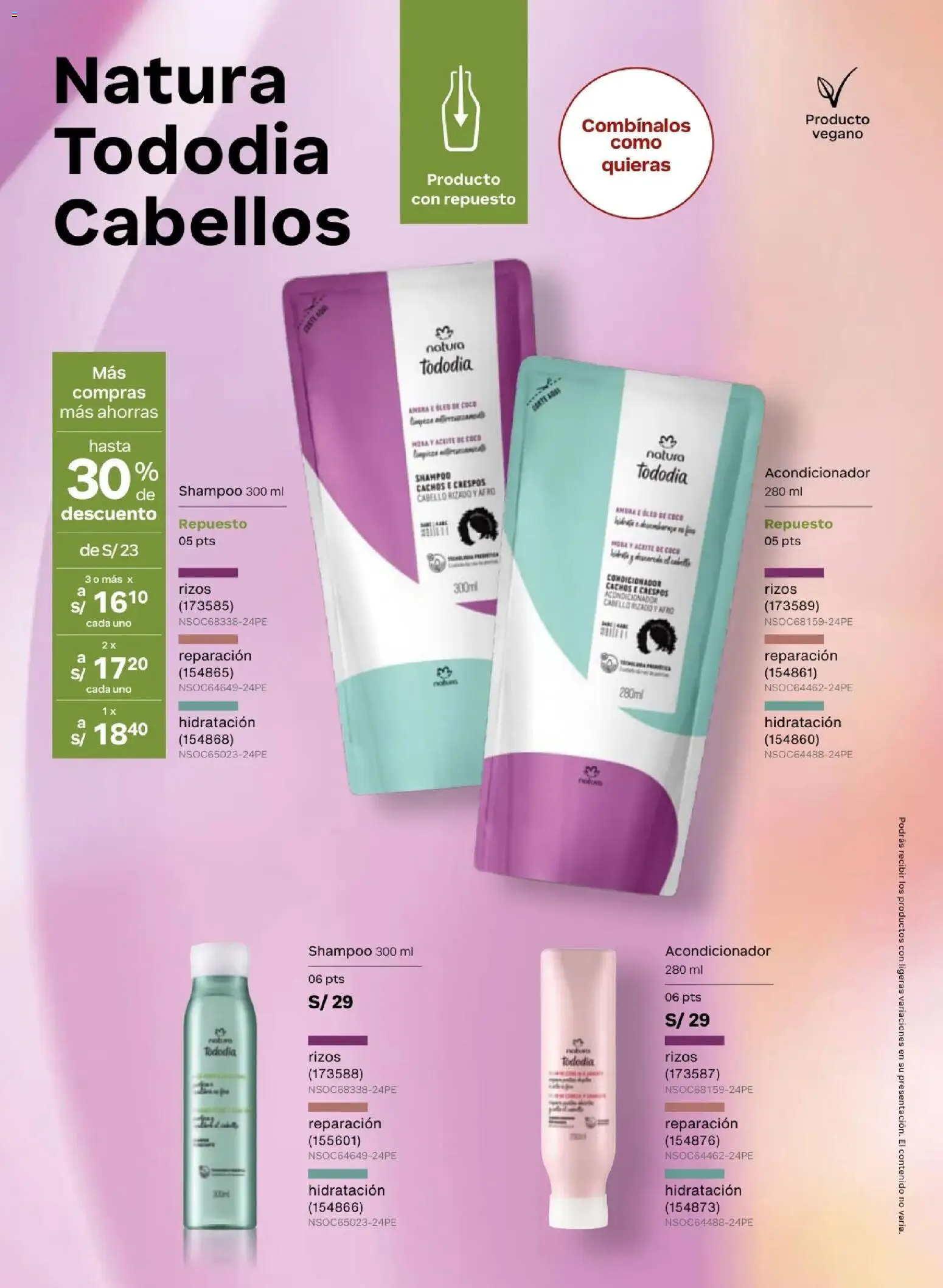 Catálogo Natura válido desde 31.03.2026 | Página: 129 | Productos: Shampoo, Acondicionador, Aceite