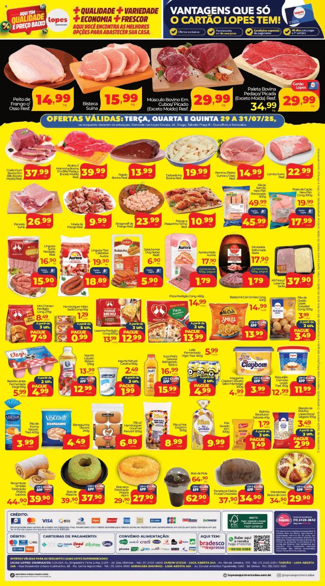 Lopes Supermercados Folheto - válido de 29.07.2025 | Página: 2 | Produtos: Salmão, Alcatra, Lasanha, Batata