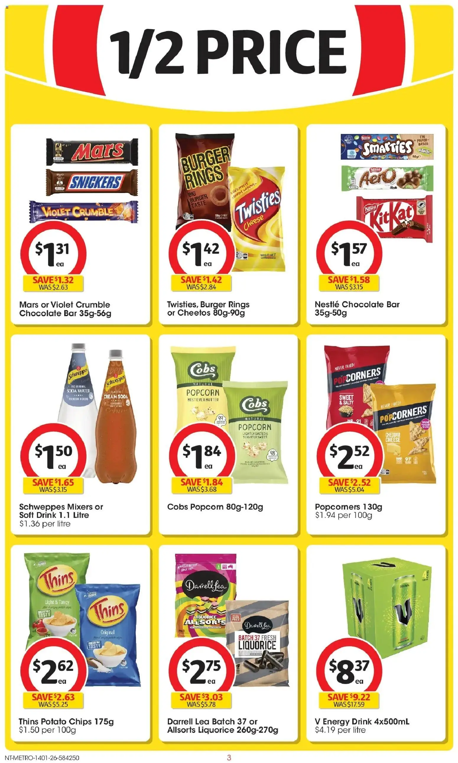 Coles catalogue - valid from 14.01.2026 | Page: 3 | Products: Light, Energy drink, Cream, Popcorn