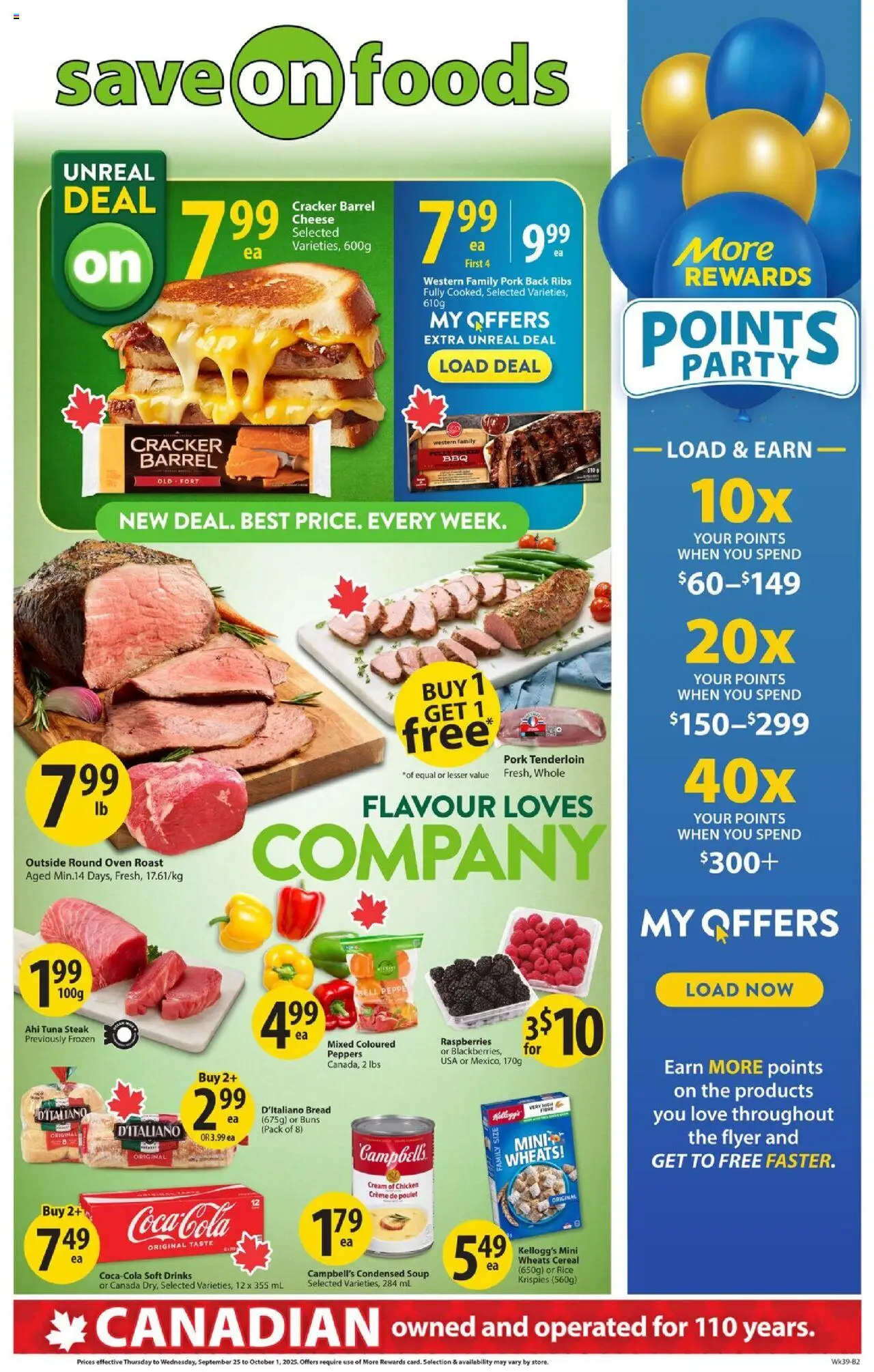Save on foods flyer valid from 25.09.2025 | Page: 1 | Products: Rice, Cream, Oven, Chicken