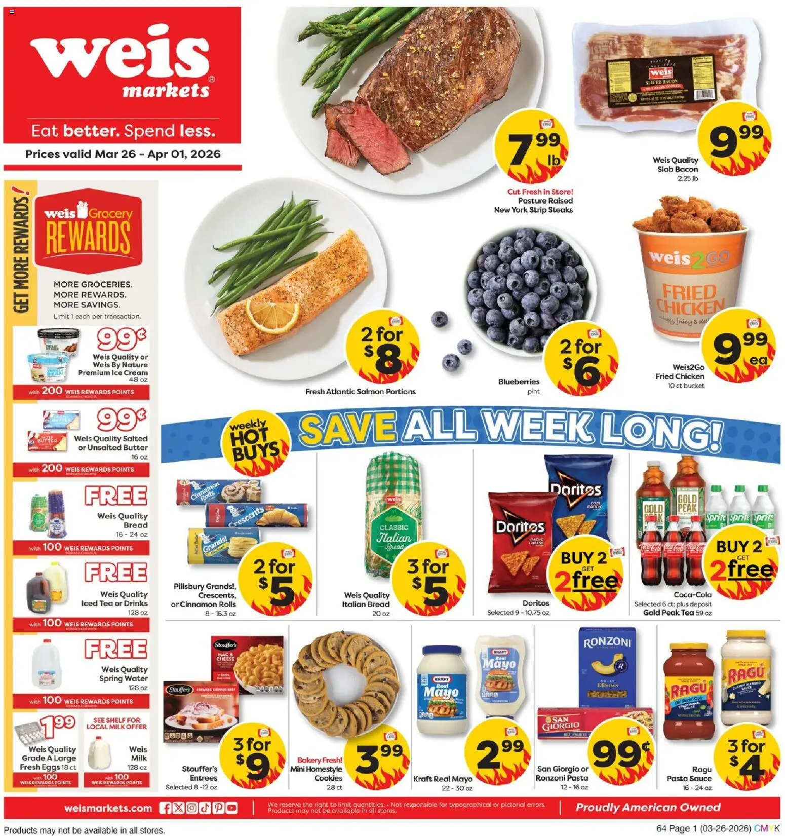 Weis Weekly Circular - NY - valid from 26.03.2026 | Page: 3 | Products: Milk, Cheese, Bread, Sauce
