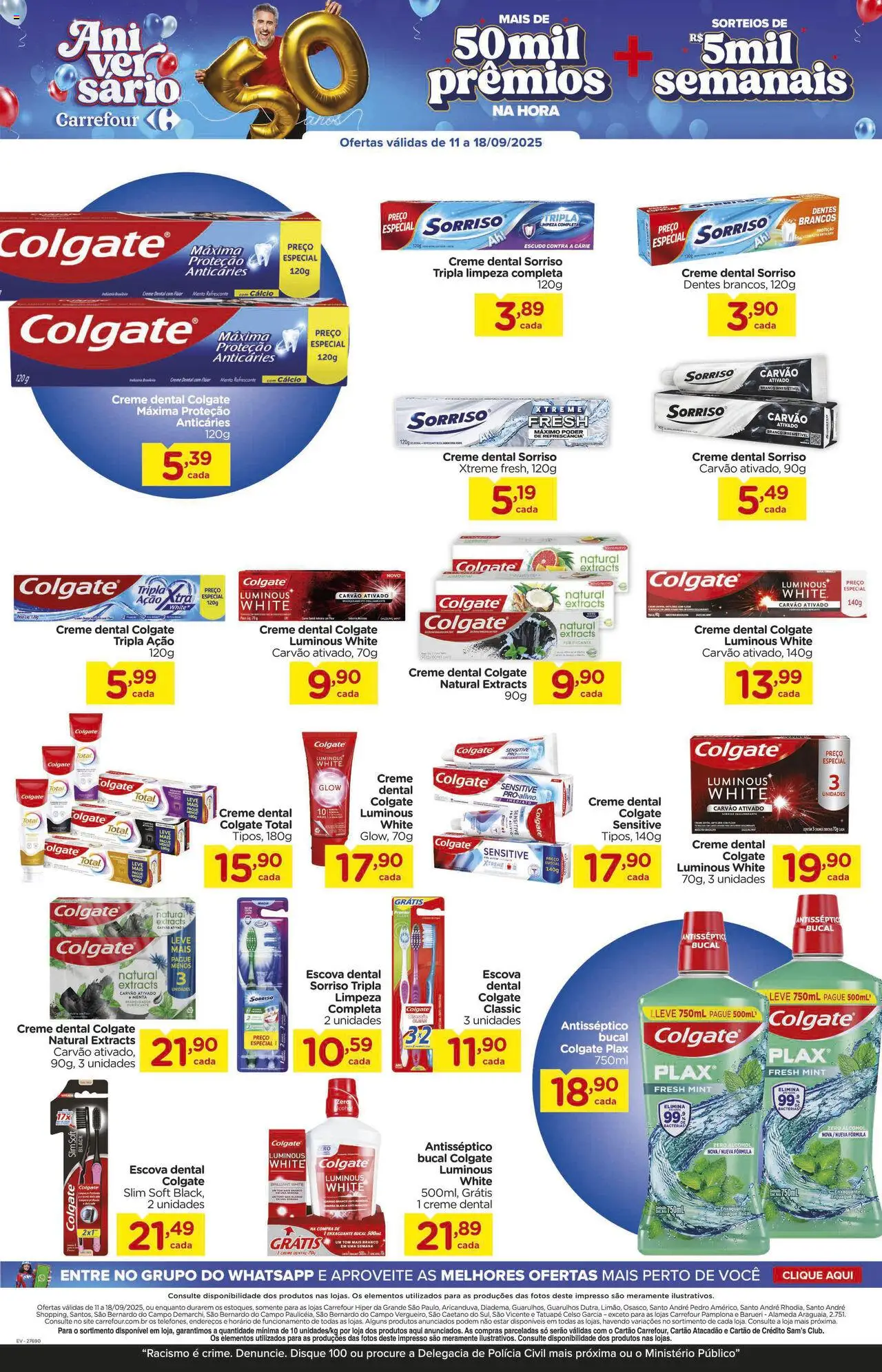 Carrefour Folheto - válido de 11.09.2025 | Página: 13 | Produtos: Escova, Cálcio, Creme, Creme dental