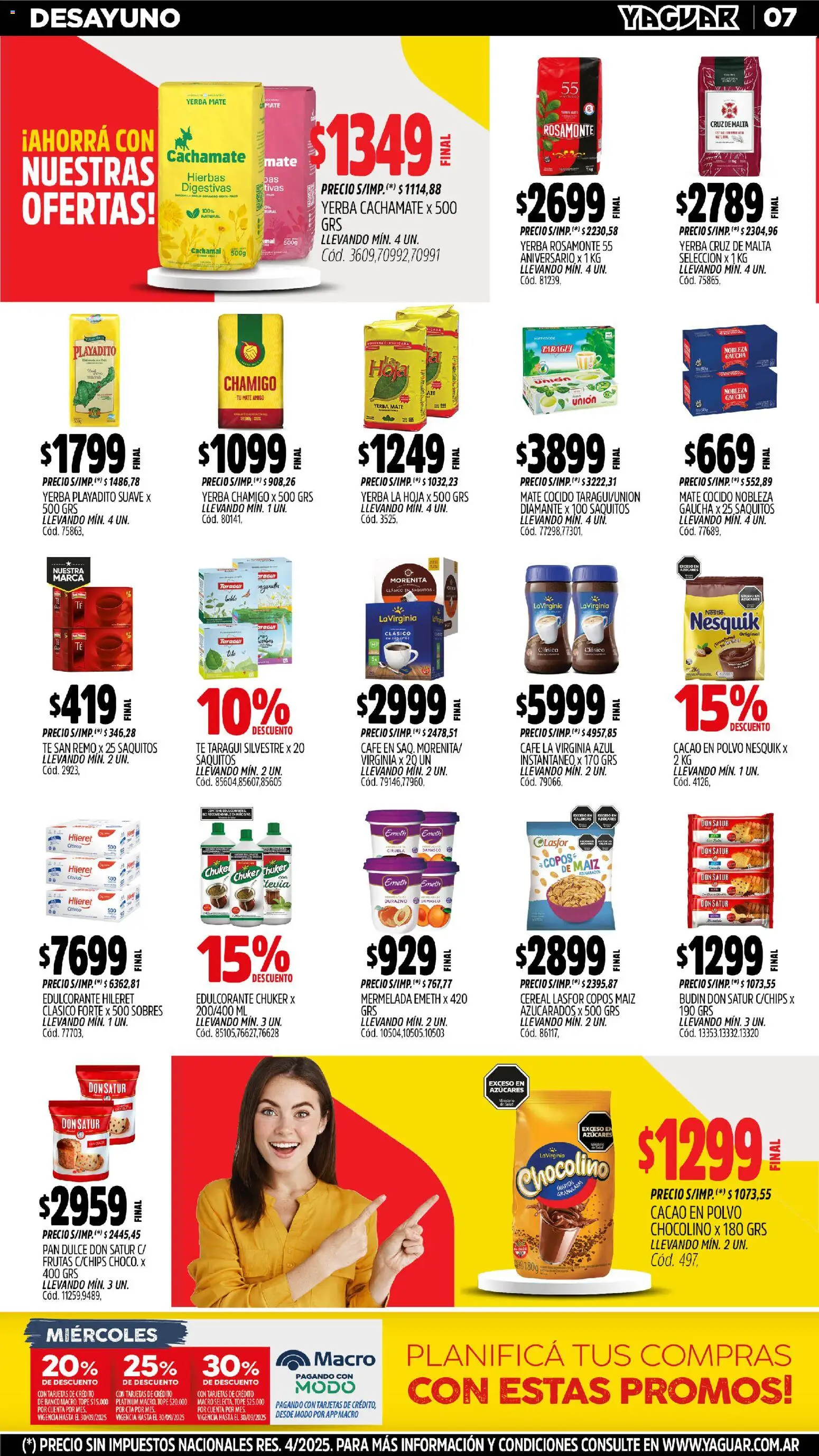 Yaguar - Salta │ válido desde el 27.10.2025 | Página: 7 | Productos: Copos, Maiz, Pan, Té