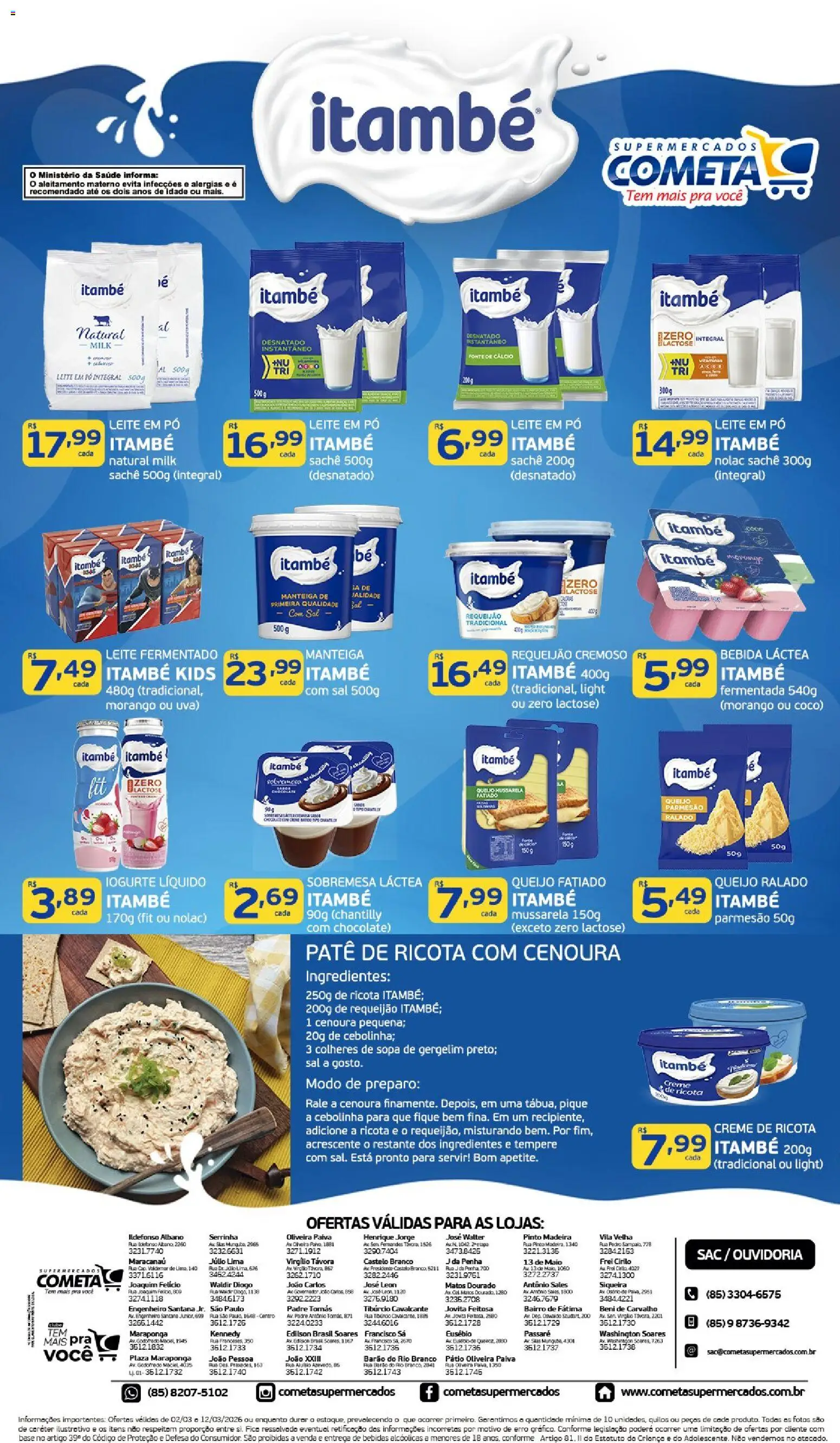 Cometa Supermercados Folheto - válido de 02.03.2026 | Página: 1 | Produtos: Maiô, Colheres, Manteiga, Creme