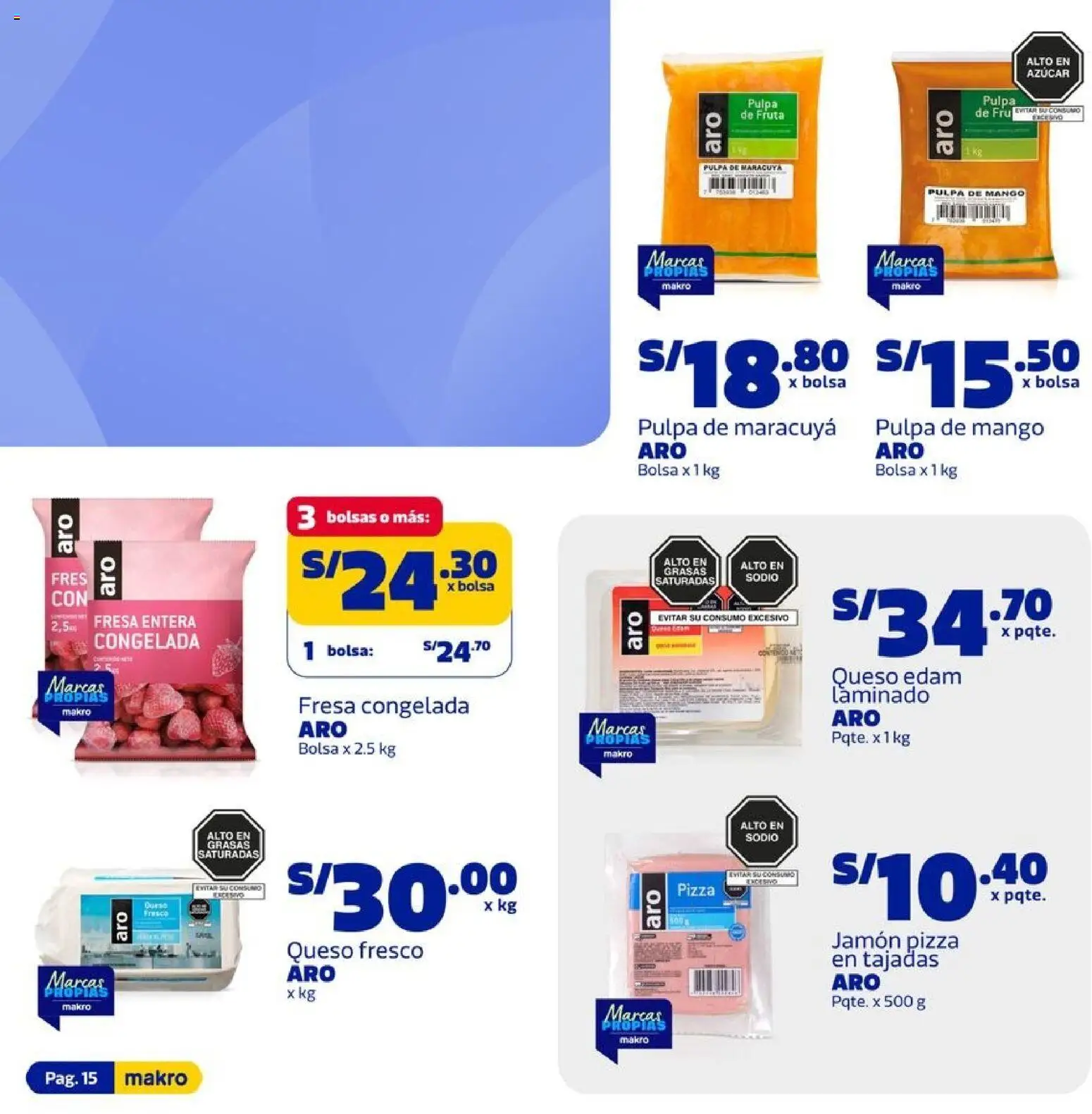 Catálogo Makro válido desde 02.01.2026 | Página: 15 | Productos: Queso, Jamón, Pizza, Bolsa