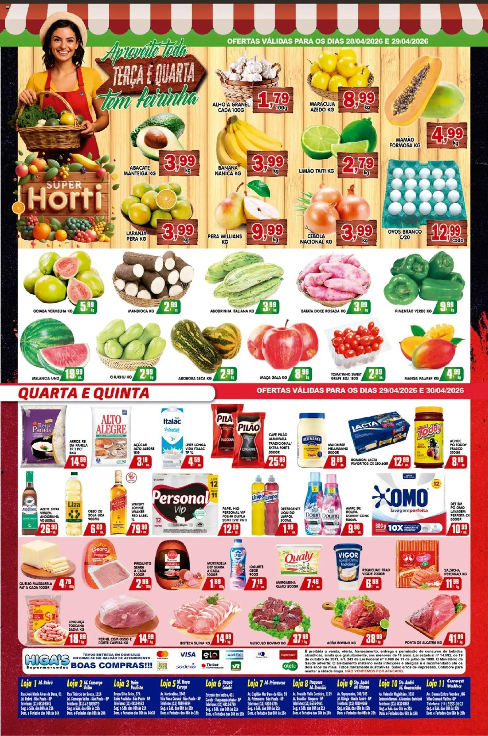 Higa's Supermercado Folheto - válido de 29.04.2026 | Página: 4 | Produtos: Goiaba, Detergente, Alcatra, Margarina