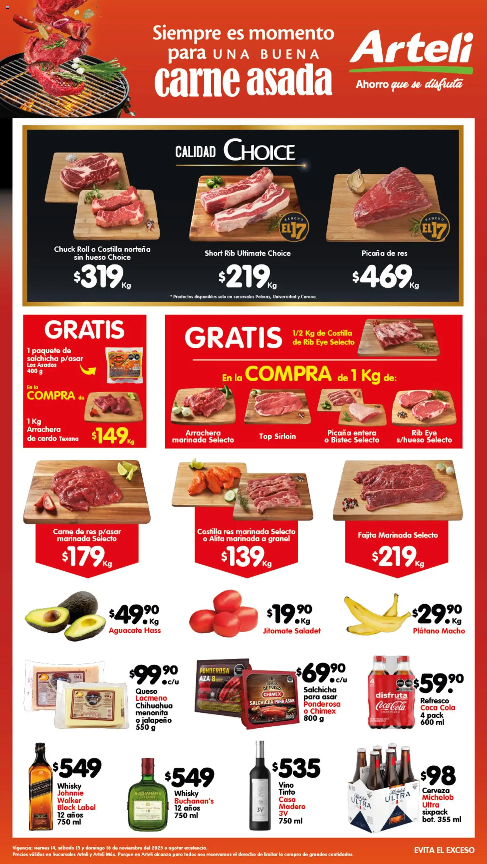 Nuevas ofertas de Arteli válidas en toda la República Mexicana desde el 14.11.2025. ¡Encuentra las mejores ofertas en Arteli folleto Carnes & Cortes! | Página: 1 | Productos: Refresco, Aguacate, Cerveza, Cerdo