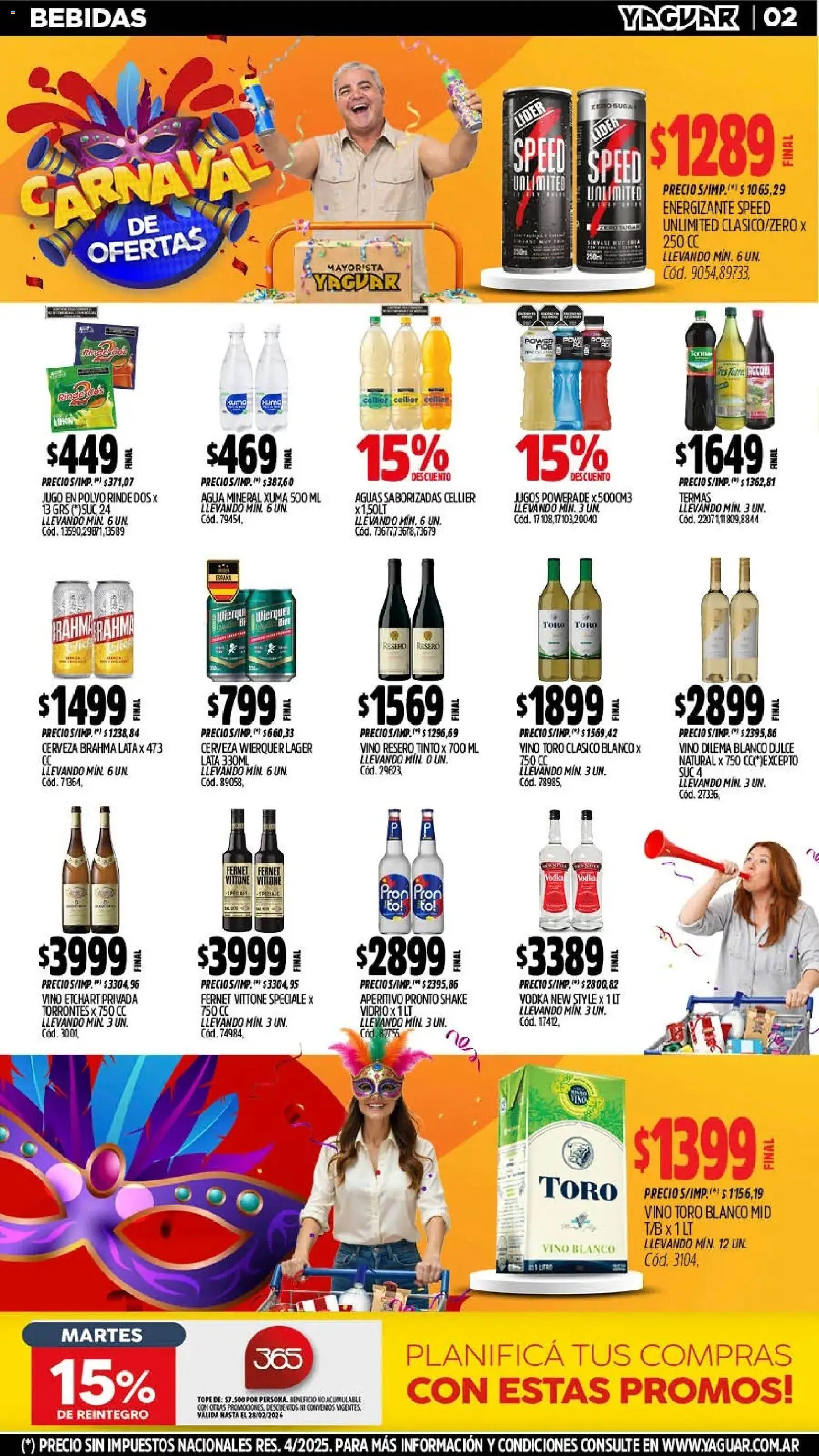 Yaguar - Oferta Semanal Jujuy │ válido desde el 09.02.2026 | Página: 2 | Productos: Fernet, Agua, Jugo, Cerveza