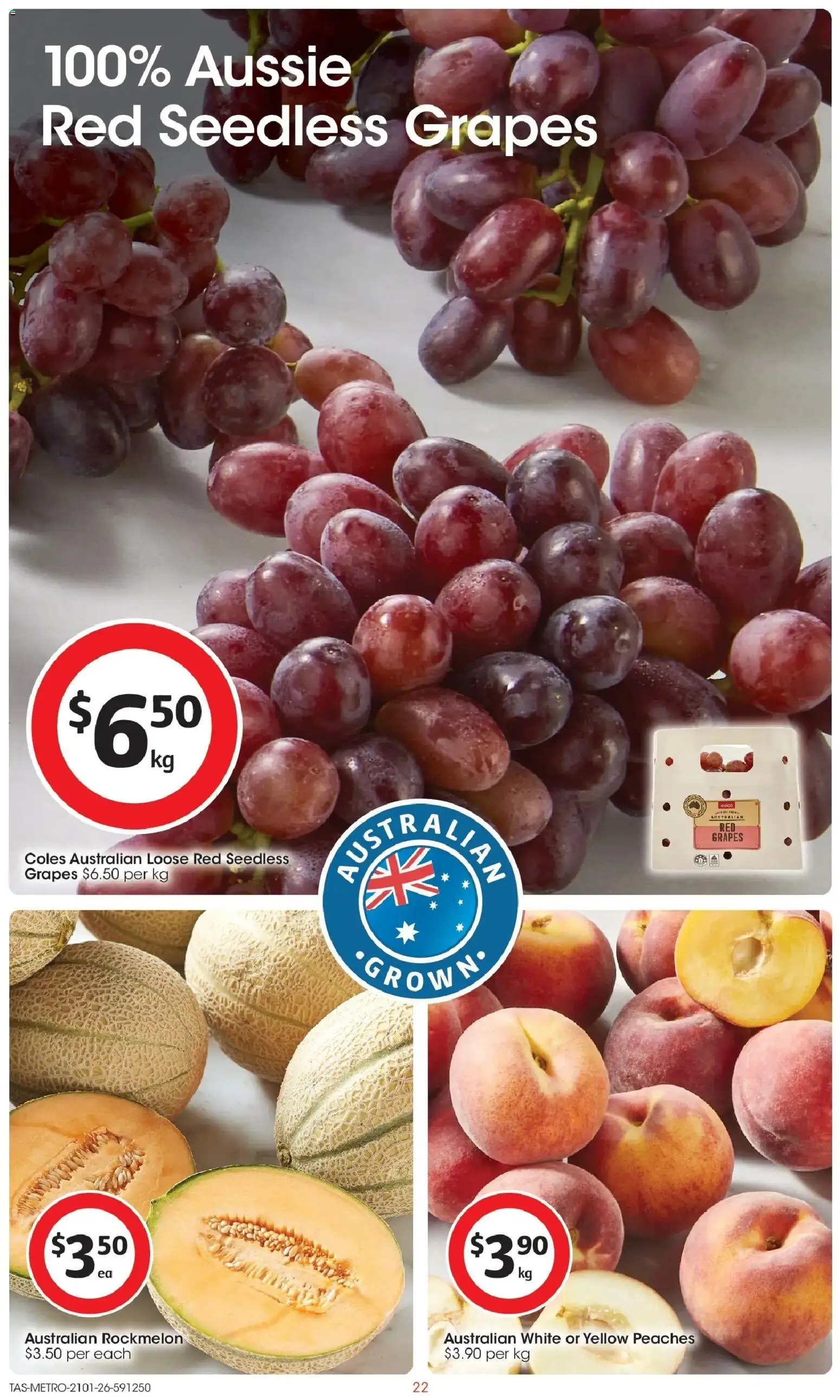 Coles catalogue - valid from 21.01.2026 | Page: 22 | Products: Grapes, Rockmelon
