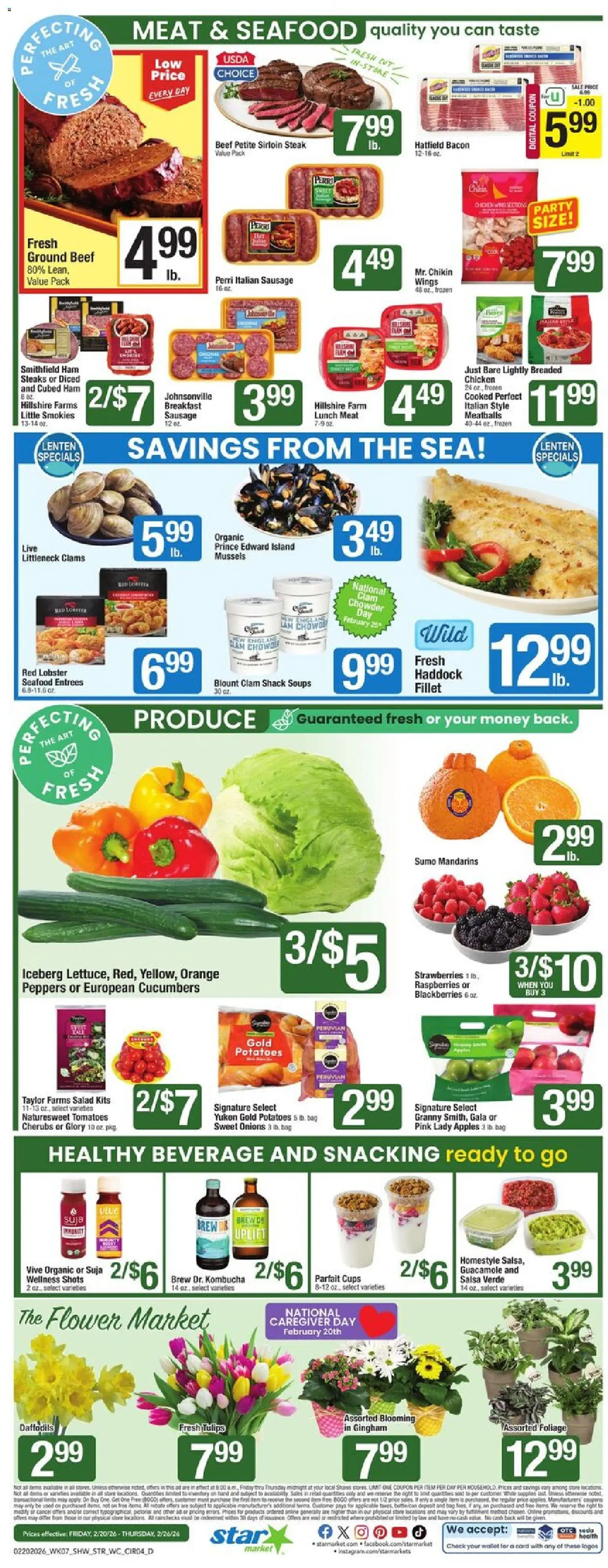 Star Market Weekly Ad - MA - valid from 20.02.2026 | Page: 4 | Products: Mandarins, Ham, Apples, Bag