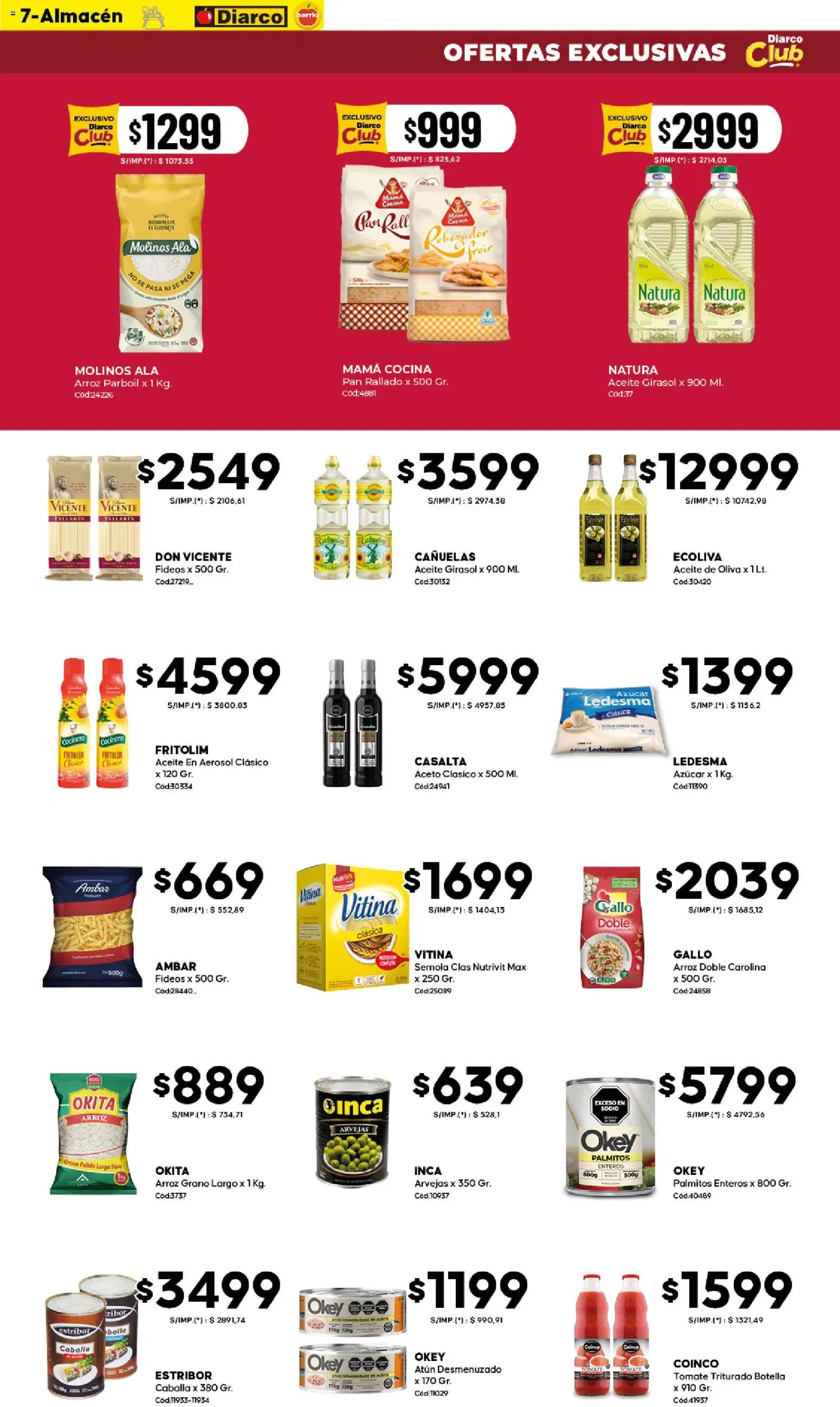 Diarco - OFERTAS DIARCO BARRIO │ válido desde el 09.03.2026 | Página: 7 | Productos: Botella, Aceto, Arvejas, Pan