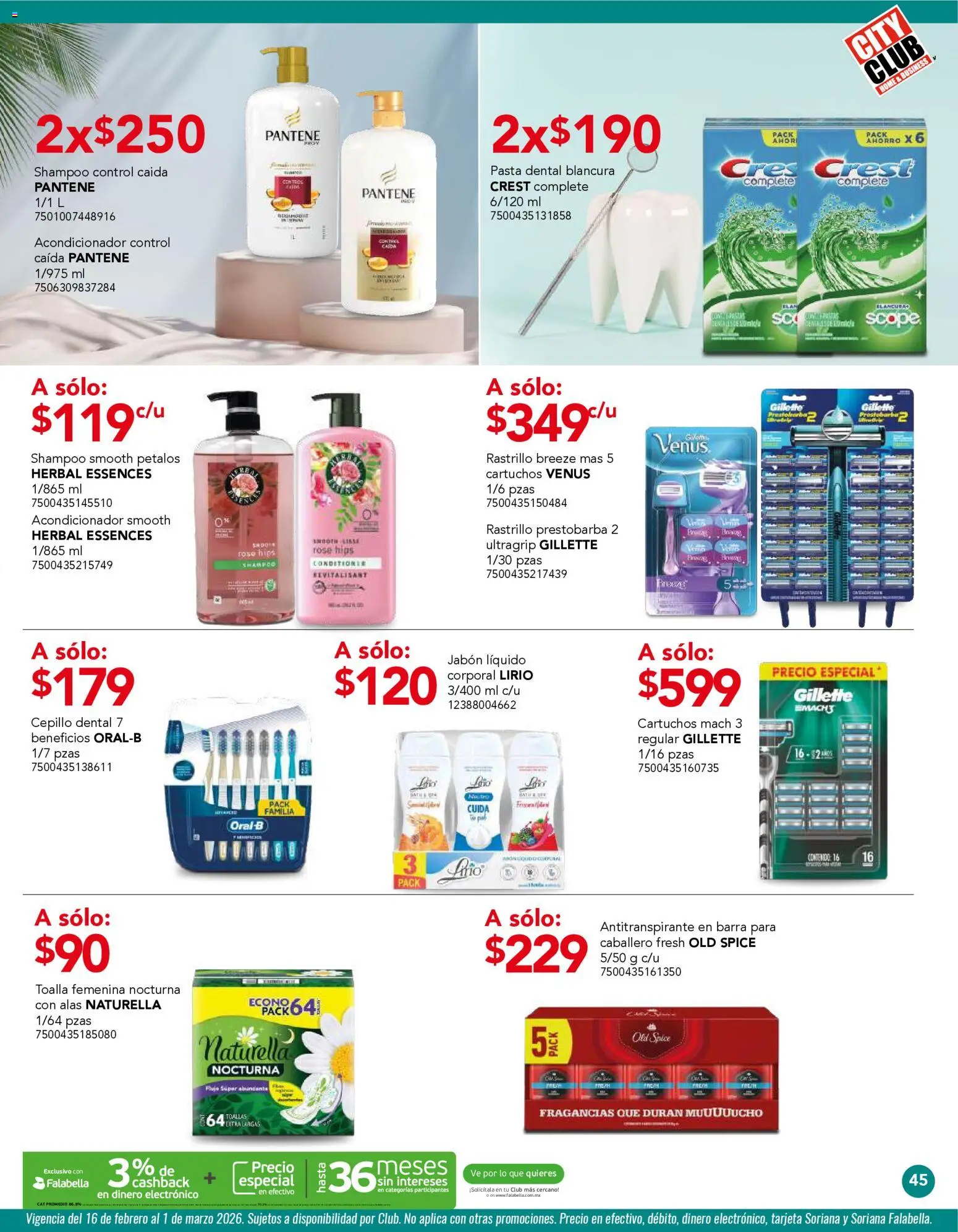 Nuevas ofertas de City Club válidas en toda la República Mexicana desde el 02.02.2026. ¡Encuentra las mejores ofertas en City Club catálogo! | Página: 45 | Productos: Antitranspirante, Rastrillo, Barra, Jabón