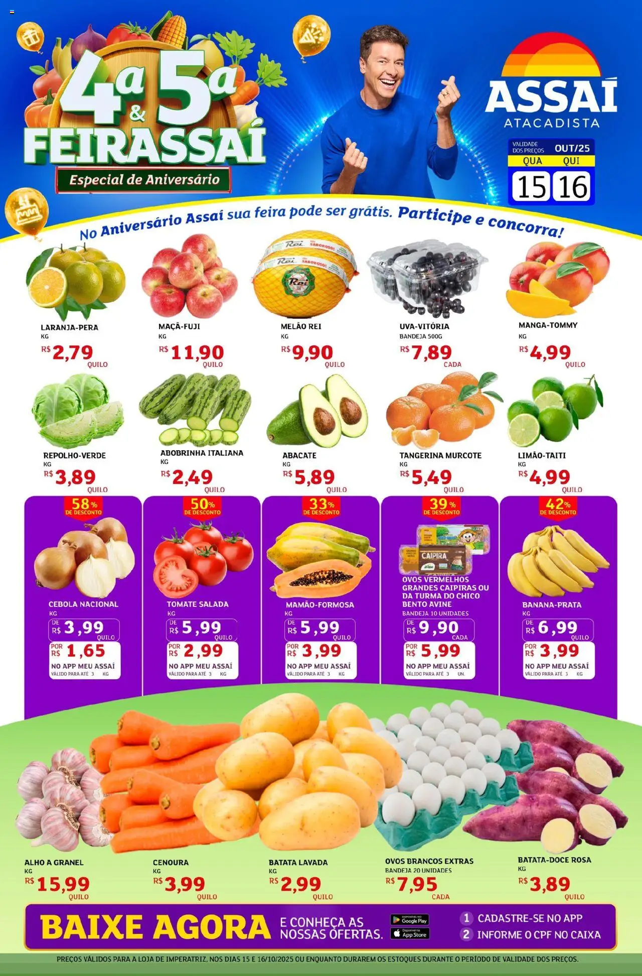 Assaí Atacadista Folheto - válido de 15.10.2025 | Página: 1 | Produtos: Abobrinha, Cebola, Salada, Bandeja
