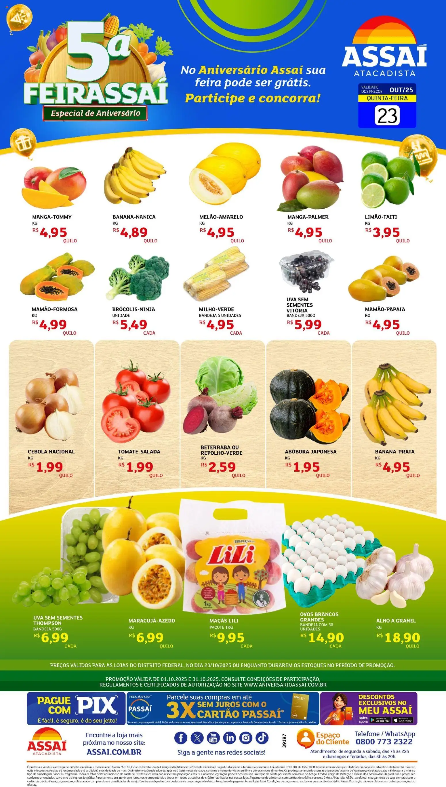Assaí Atacadista Folheto - válido de 23.10.2025 | Página: 1 | Produtos: Alho, Cebola, Base, Bebida