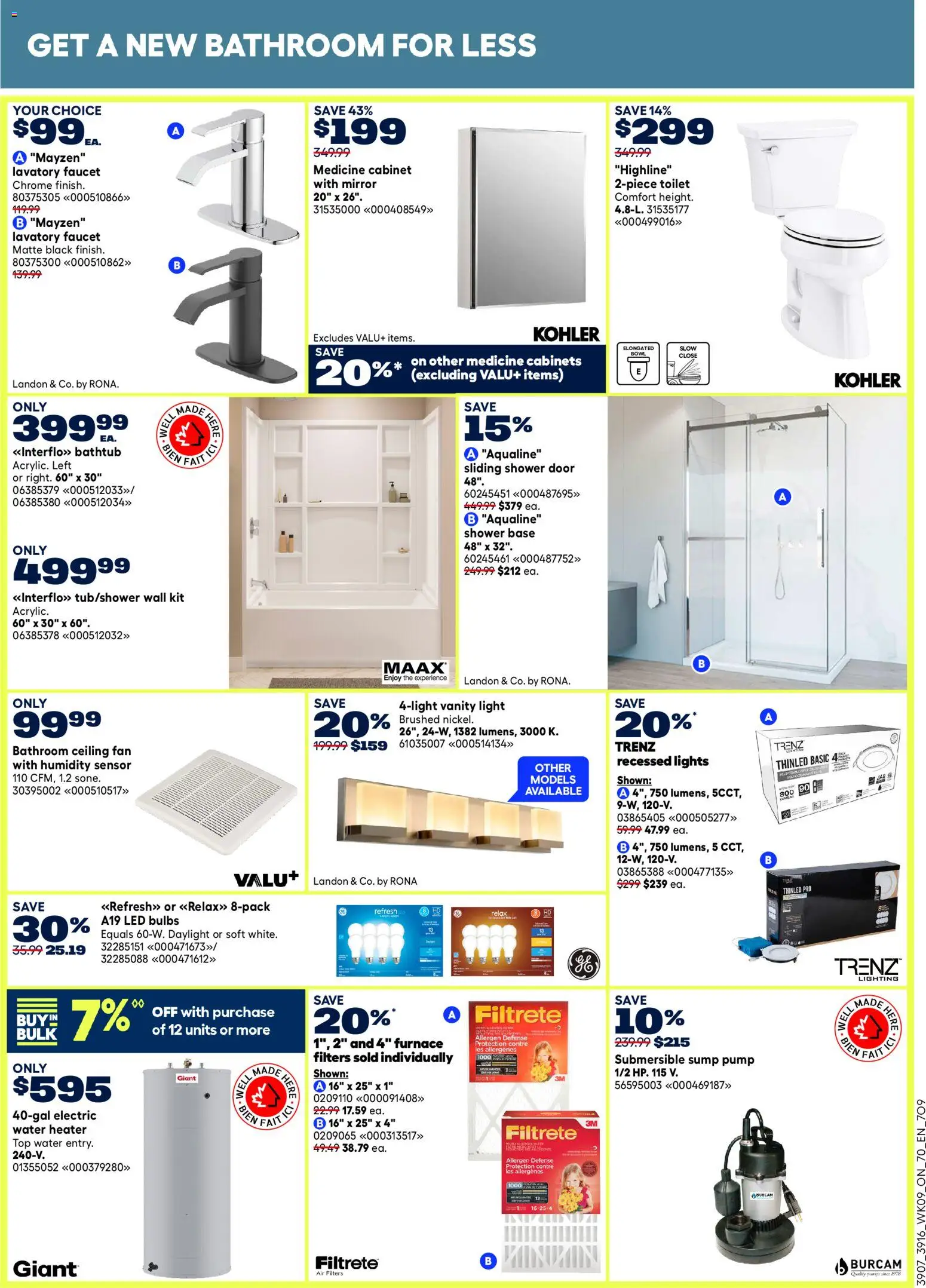 Rona flyer valid from 26.03.2026 | Page: 12 | Products: Fan, Cabinet, Shower, Mirror