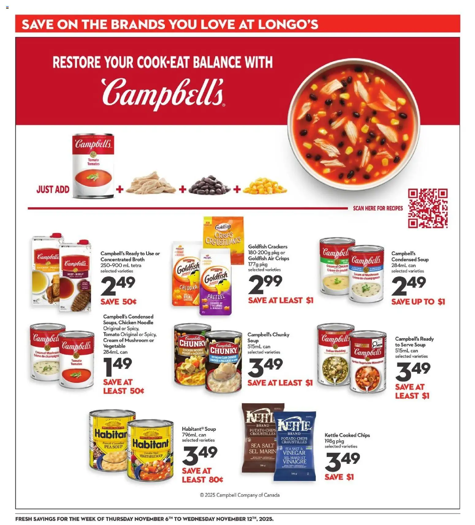Longo's flyer valid from 06.11.2025 | Page: 17 | Products: Chips, Cream, Kettle, Chicken