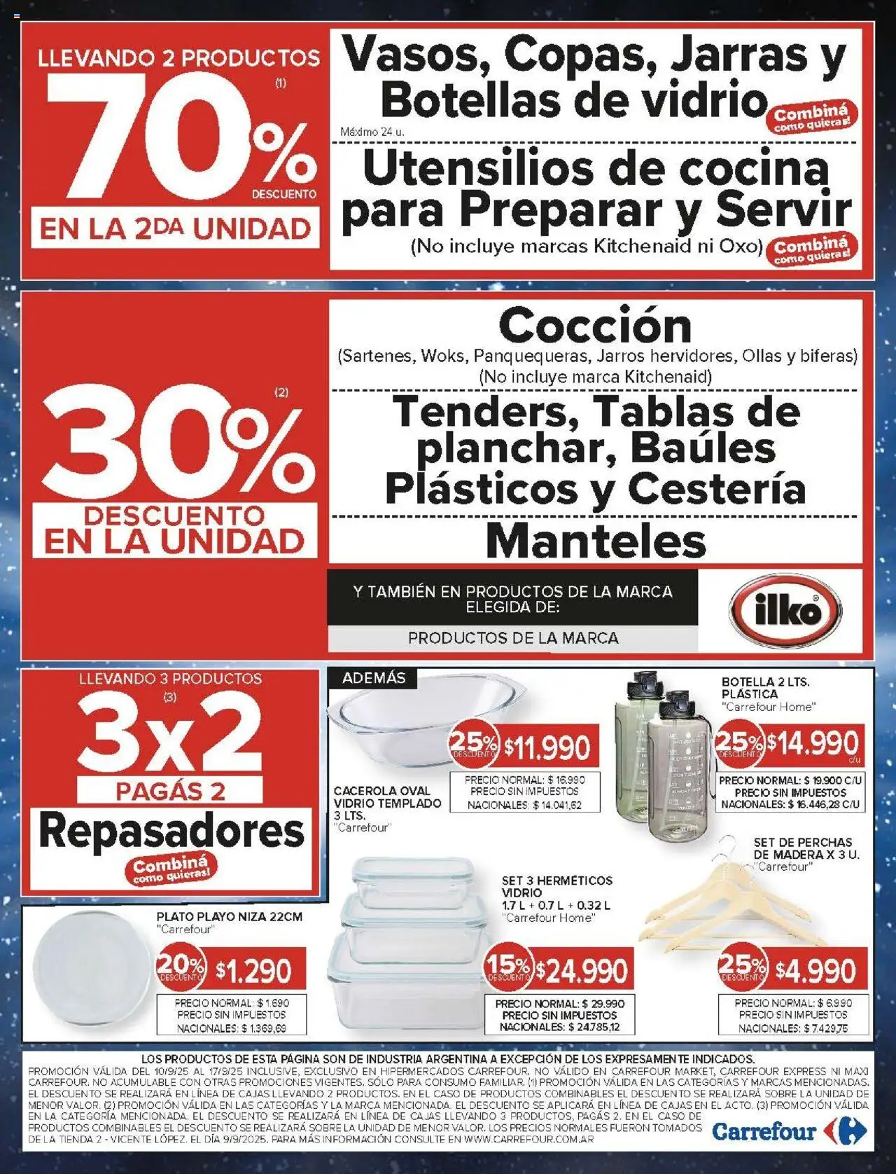Carrefour ofertas │ válido desde el 10.09.2025 | Página: 20 | Productos: Utensilios de cocina, Caso, Botella, Cocina