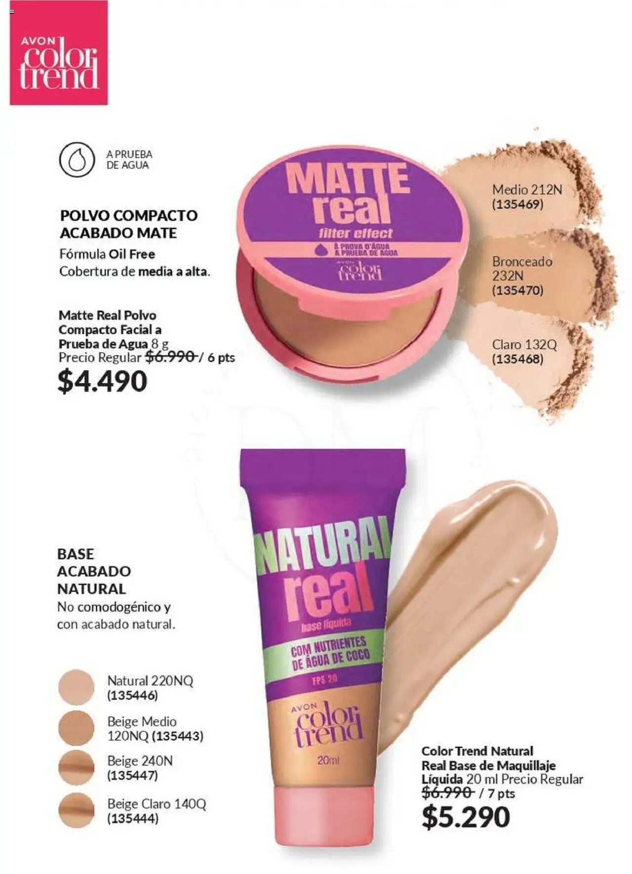 Catálogo Avon Campaña 12 │ válido desde el 22.07.2025 | Página: 45 | Productos: Polvo compacto, Agua, Mate, Base