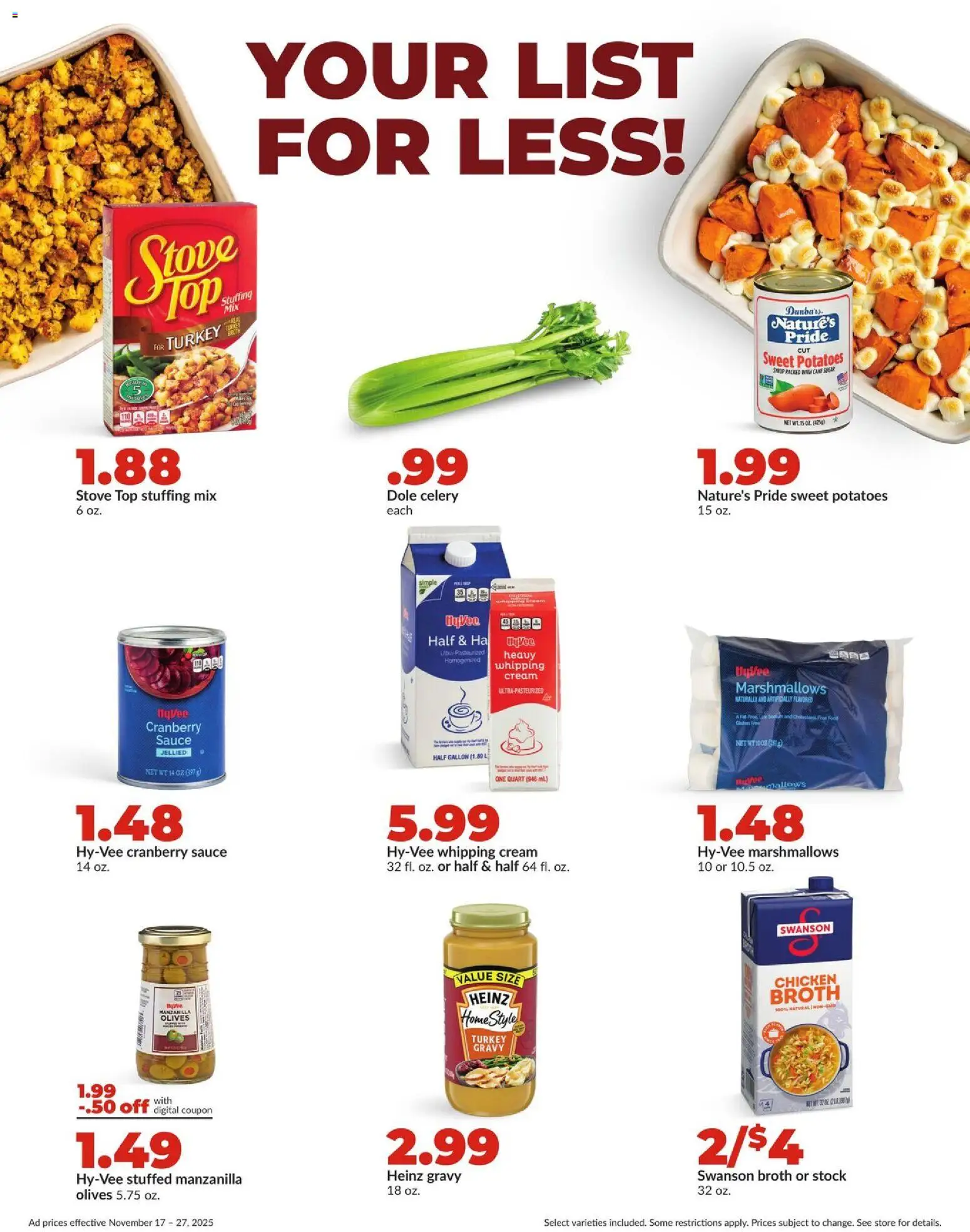 HyVee Weekly Ad - valid from 17.11.2025 | Page: 7 | Products: Cream, Potatoes, Sugar, Stove