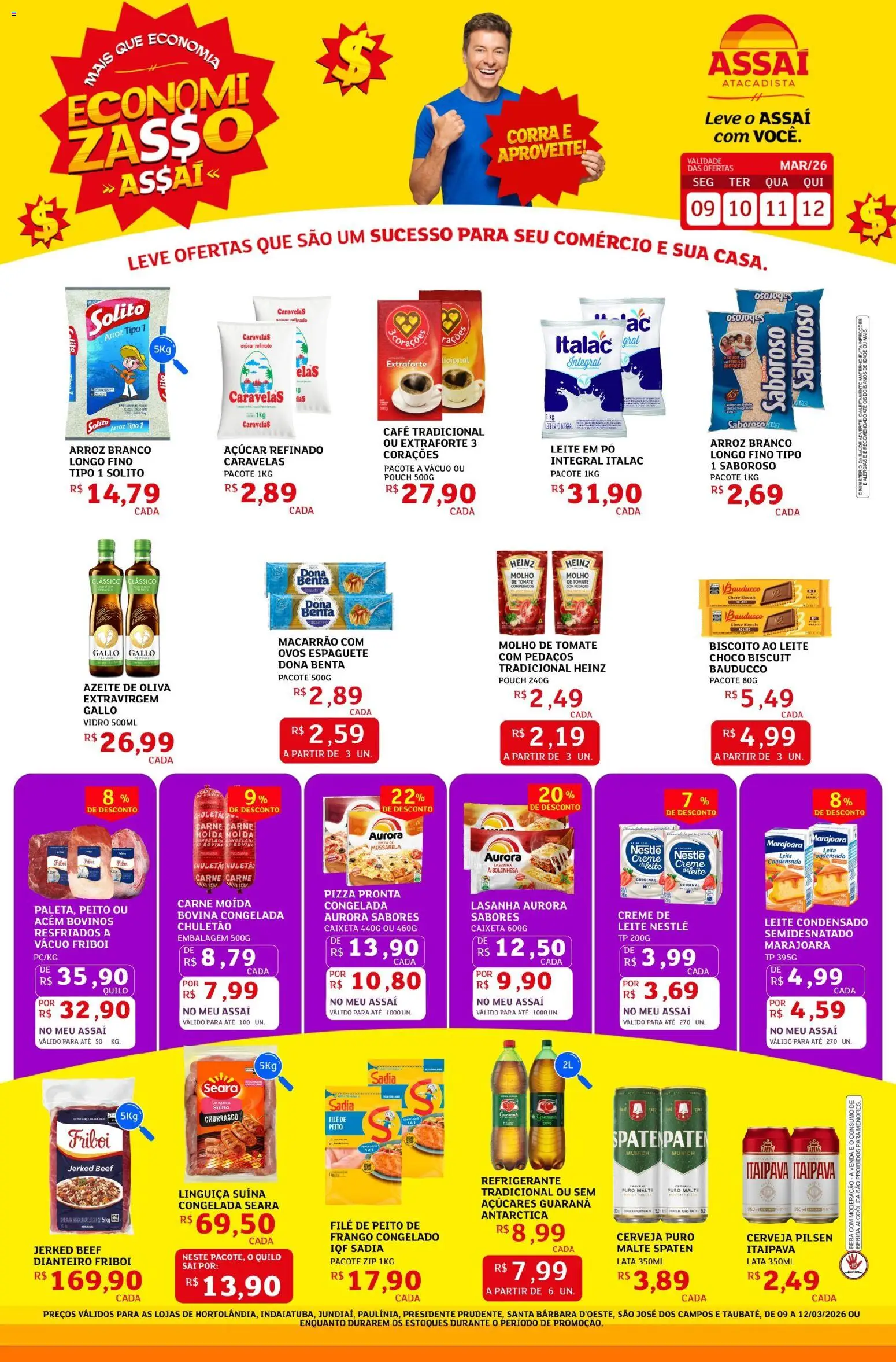 Assaí Atacadista Folheto - válido de 09.03.2026 | Página: 1 | Produtos: Lasanha, Frango, Leite condensado, Mussarela