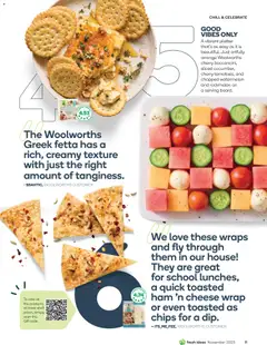Preview of Woolworths Fresh Ideas Magazine - valid from 01.11.2025 | Page: 11 | Products: Cheese, Ham, Chips, Rockmelon