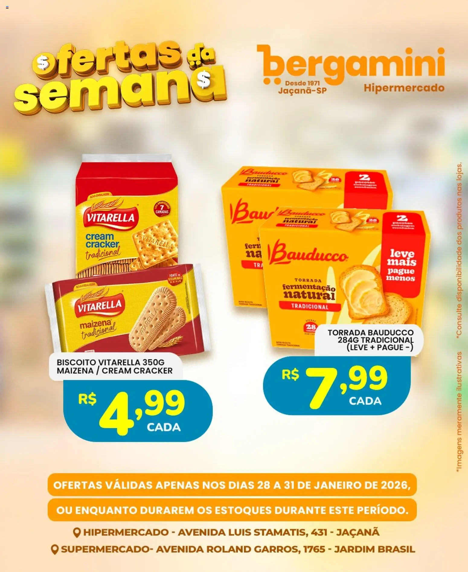 Supermercado Bergamini Folheto - válido de 28.01.2026 | Página: 19 | Produtos: Biscoito, Cream cracker