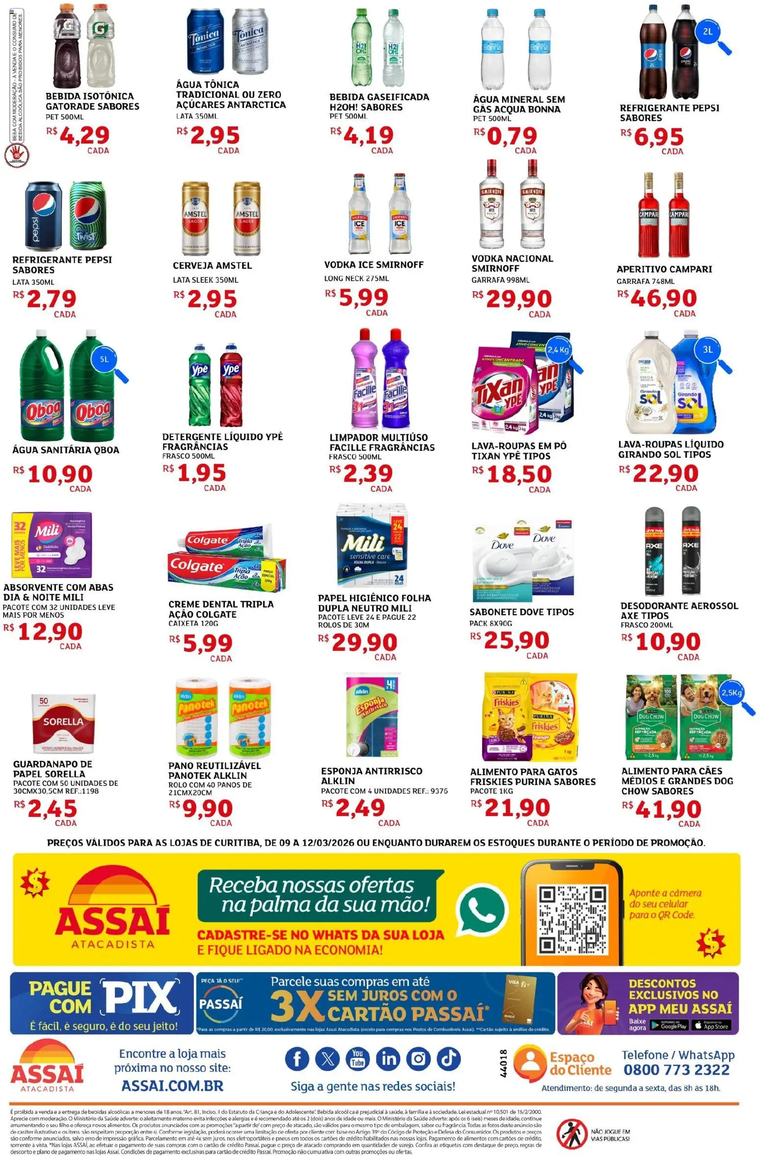 Assaí Atacadista Folheto - válido de 09.03.2026 | Página: 2 | Produtos: Detergente, Bebida, Dove, Guardanapo