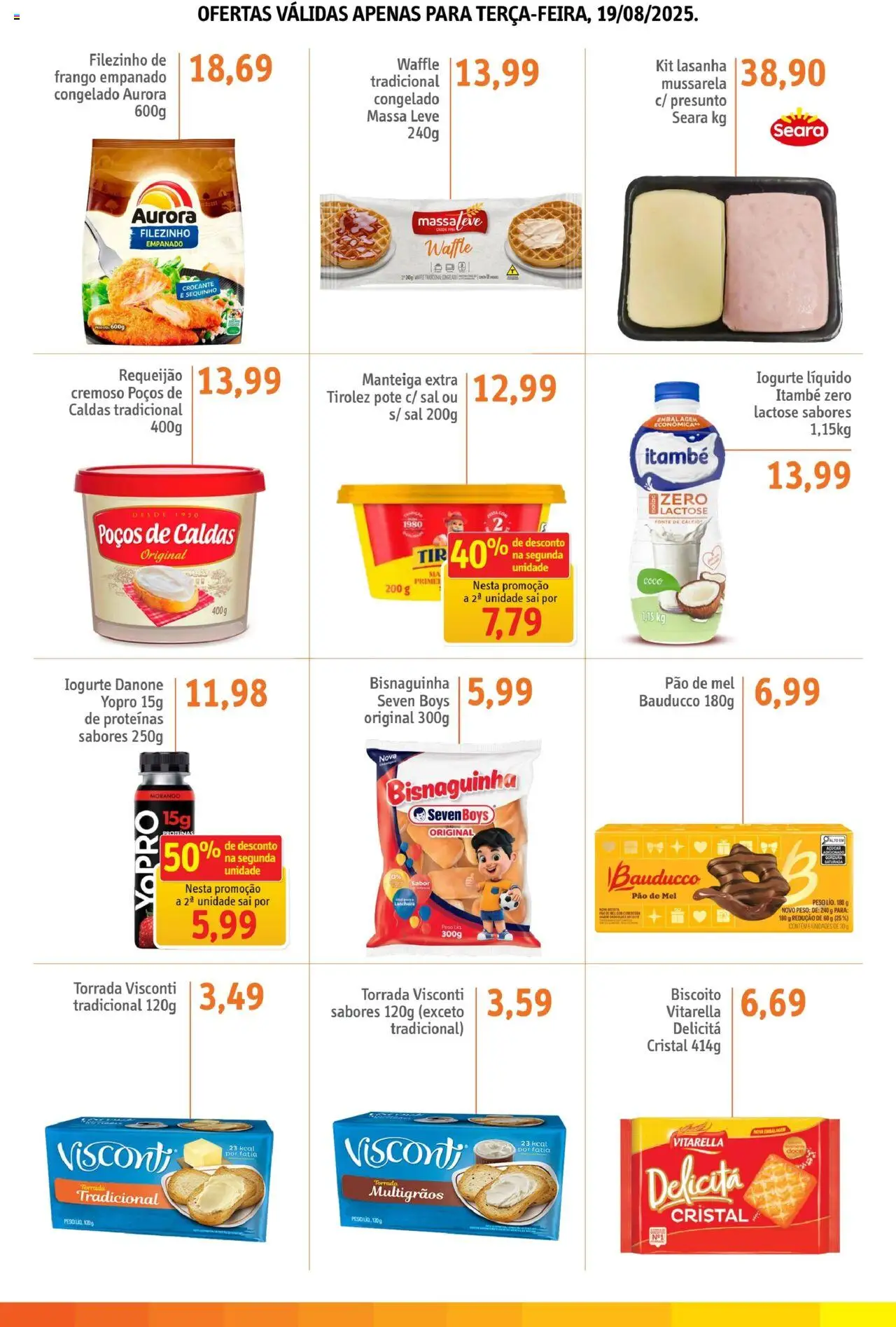 Sonda Folheto - válido de 19.08.2025 | Página: 2 | Produtos: Pão, Mel, Requeijão, Mussarela