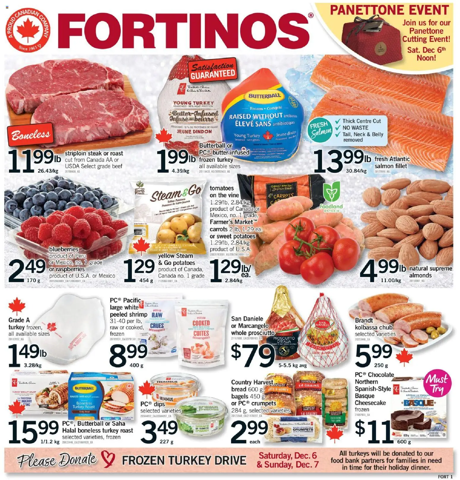Fortinos flyer valid from 04.12.2025 | Page: 1 | Products: Turkey, Potatoes, Chocolate, Tomatoes