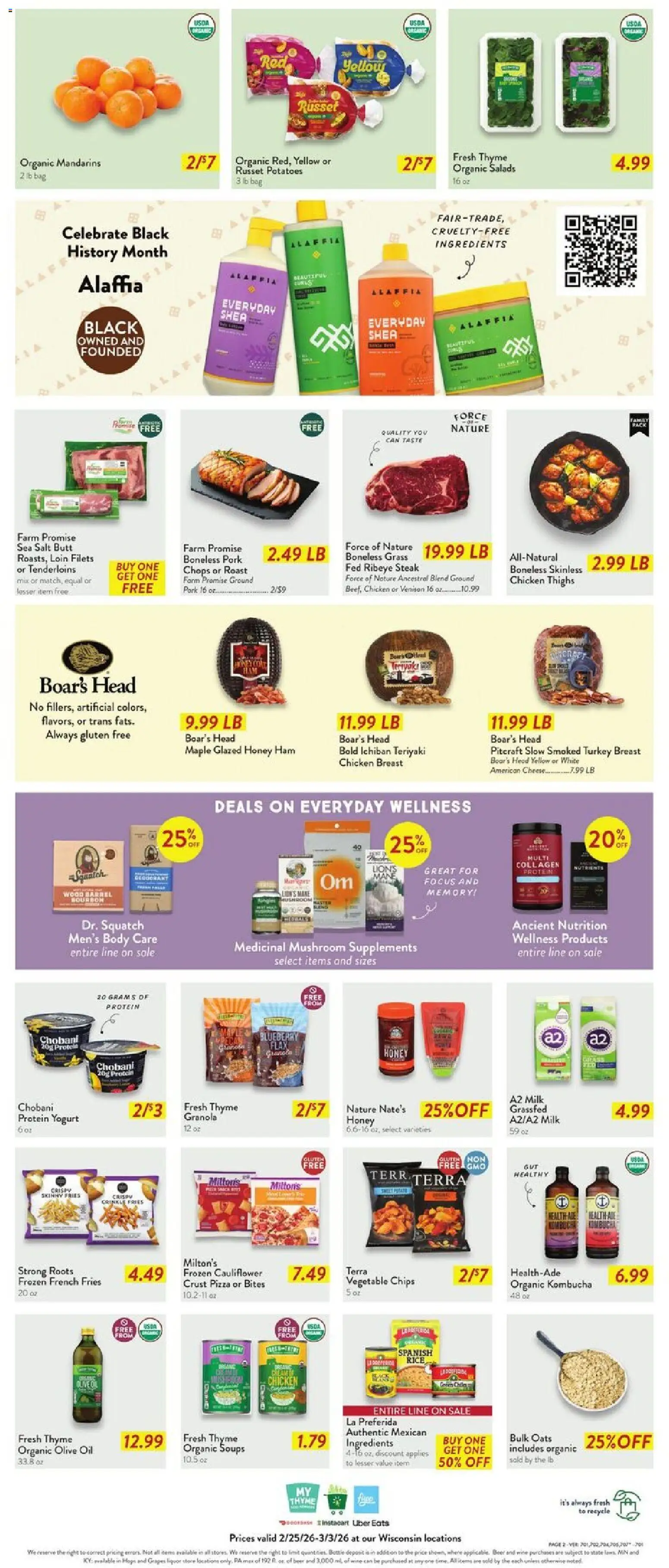 Fresh Thyme Weekly Ad - WI - valid from 25.02.2026 | Page: 5 | Products: Milk, Cheese, Yogurt, Pizza
