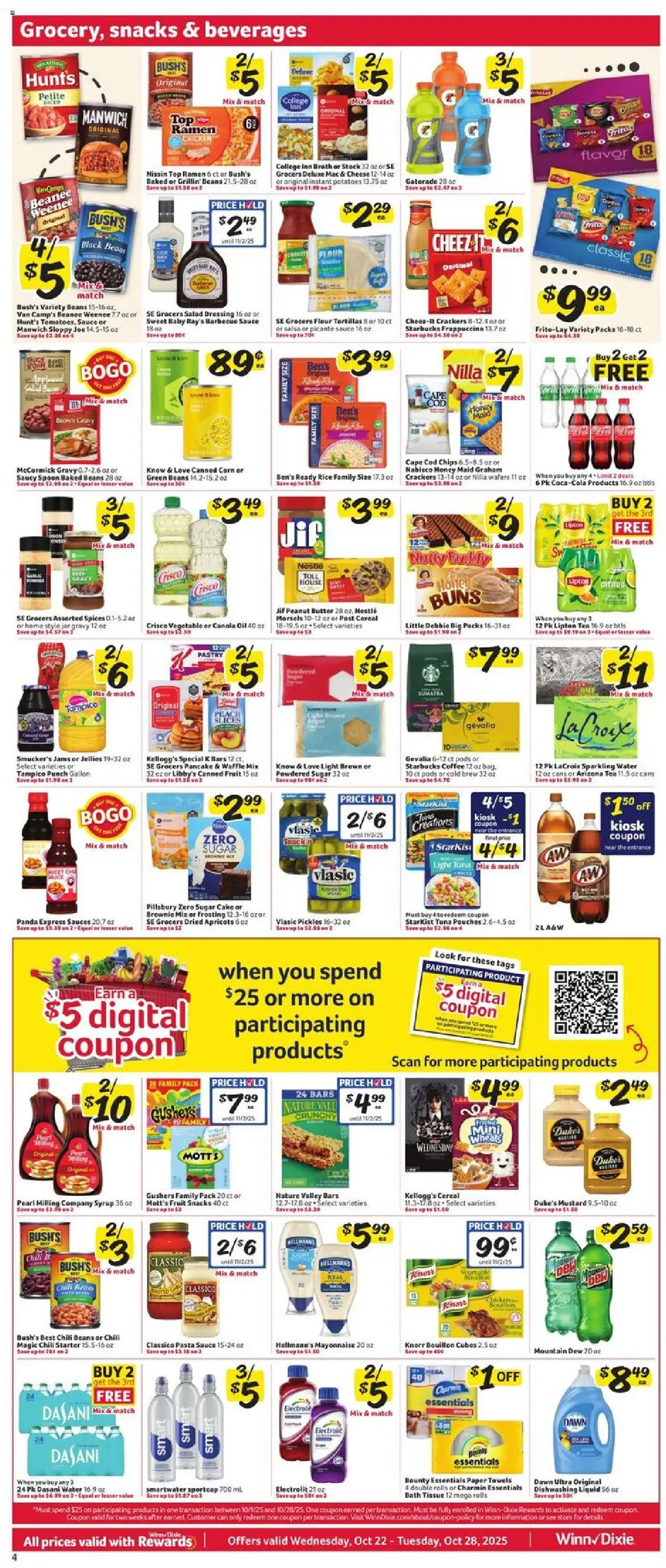 Winn Dixie Weekly Ad - valid from 22.10.2025 | Page: 5 | Products: Bath, Cheese, Rice, Sugar