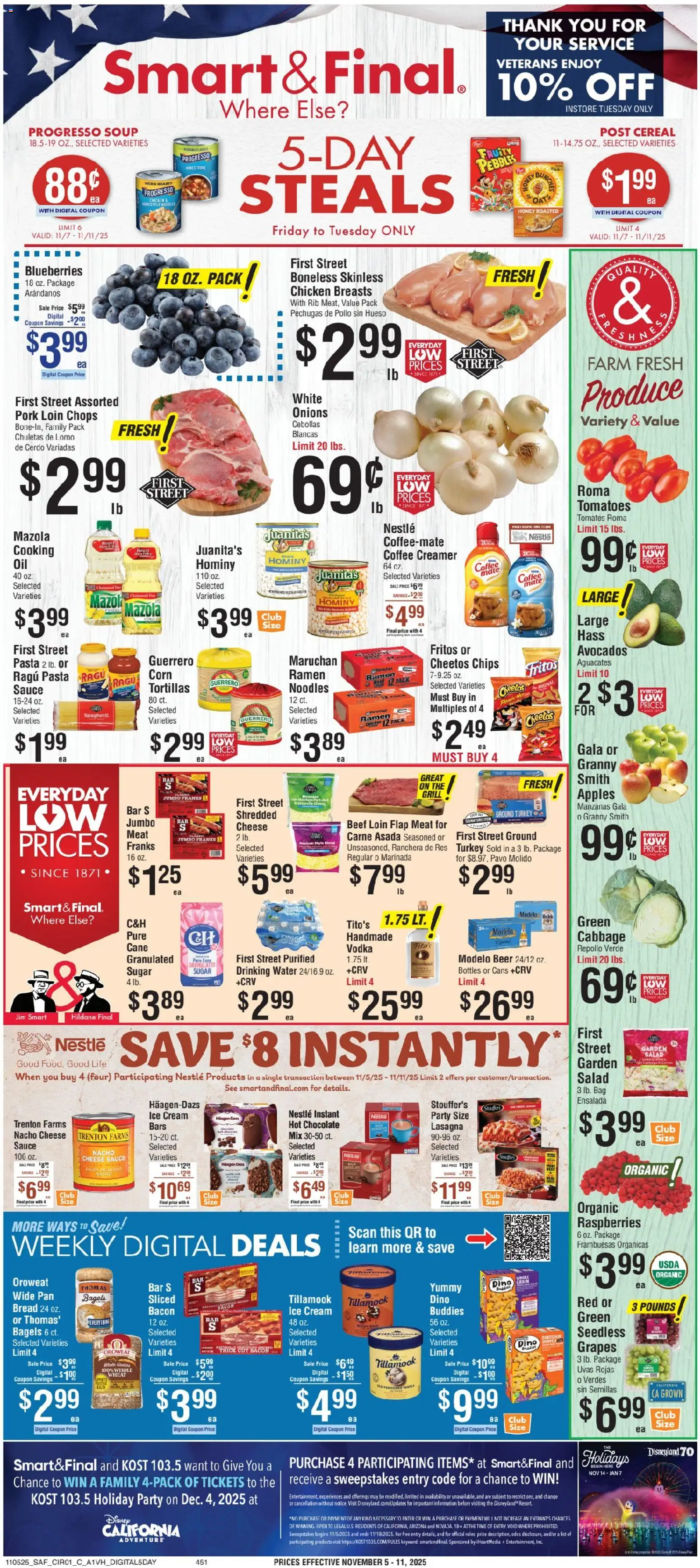 Smart & Final Weekly Ad - valid from 07.11.2025 | Page: 1 | Products: Pork, Chips, Salad, Sauce
