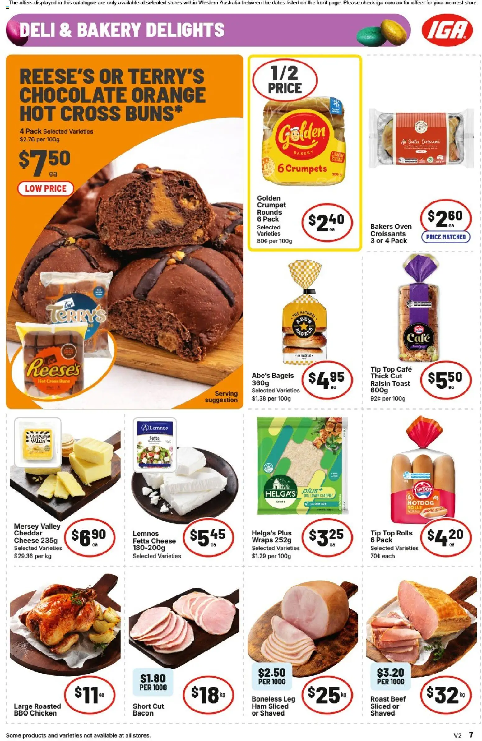 IGA catalogue - valid from 25.03.2026 | Page: 7 | Products: Bagels, Bacon, Cheese, Chocolate