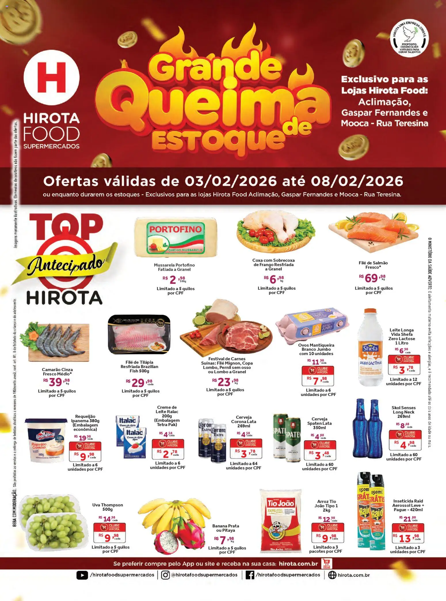 Hirota Food Folheto - válido de 03.02.2026 | Página: 1 | Produtos: Lombo, Queijo, Ovos, Frango