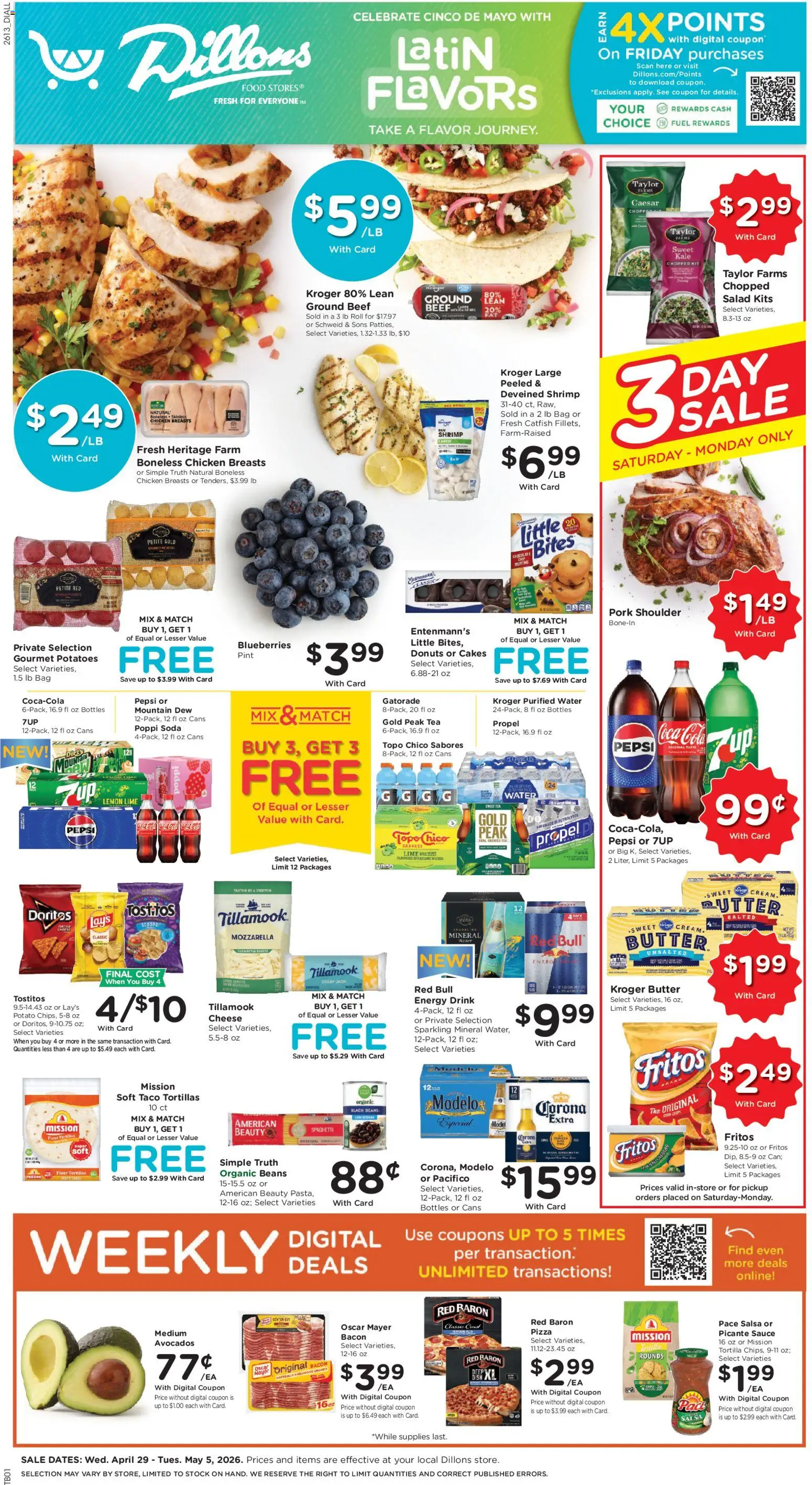 Dillons Weekly Ad - valid from 29.04.2026 | Page: 1 | Products: Beef, Salad, Water, Lemon