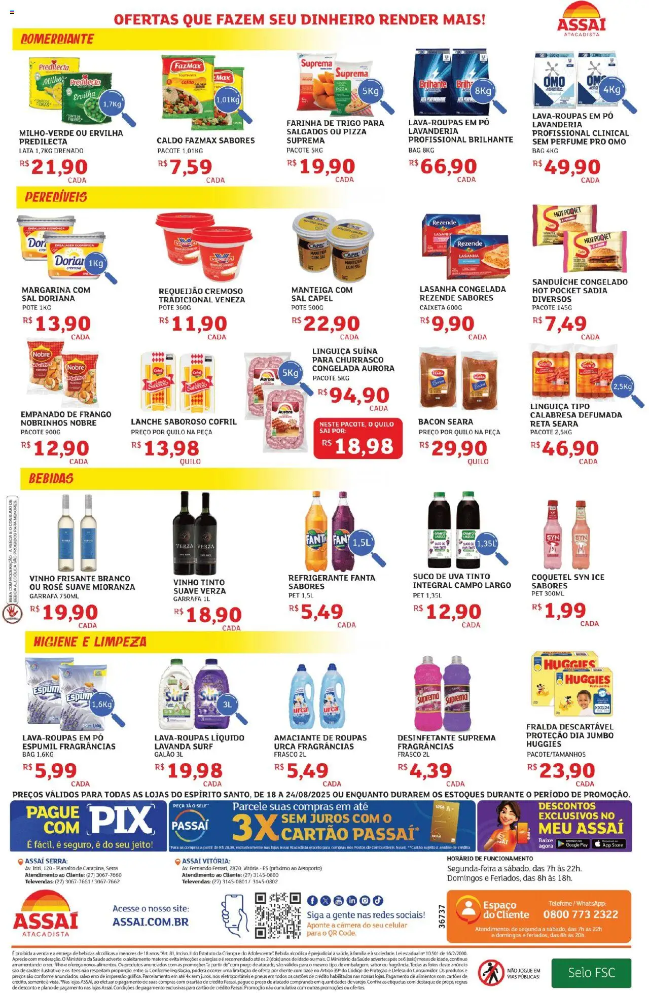 Assaí Atacadista Folheto - válido de 18.08.2025 | Página: 4 | Produtos: Doriana, Pizza, Bebida, Desinfetante