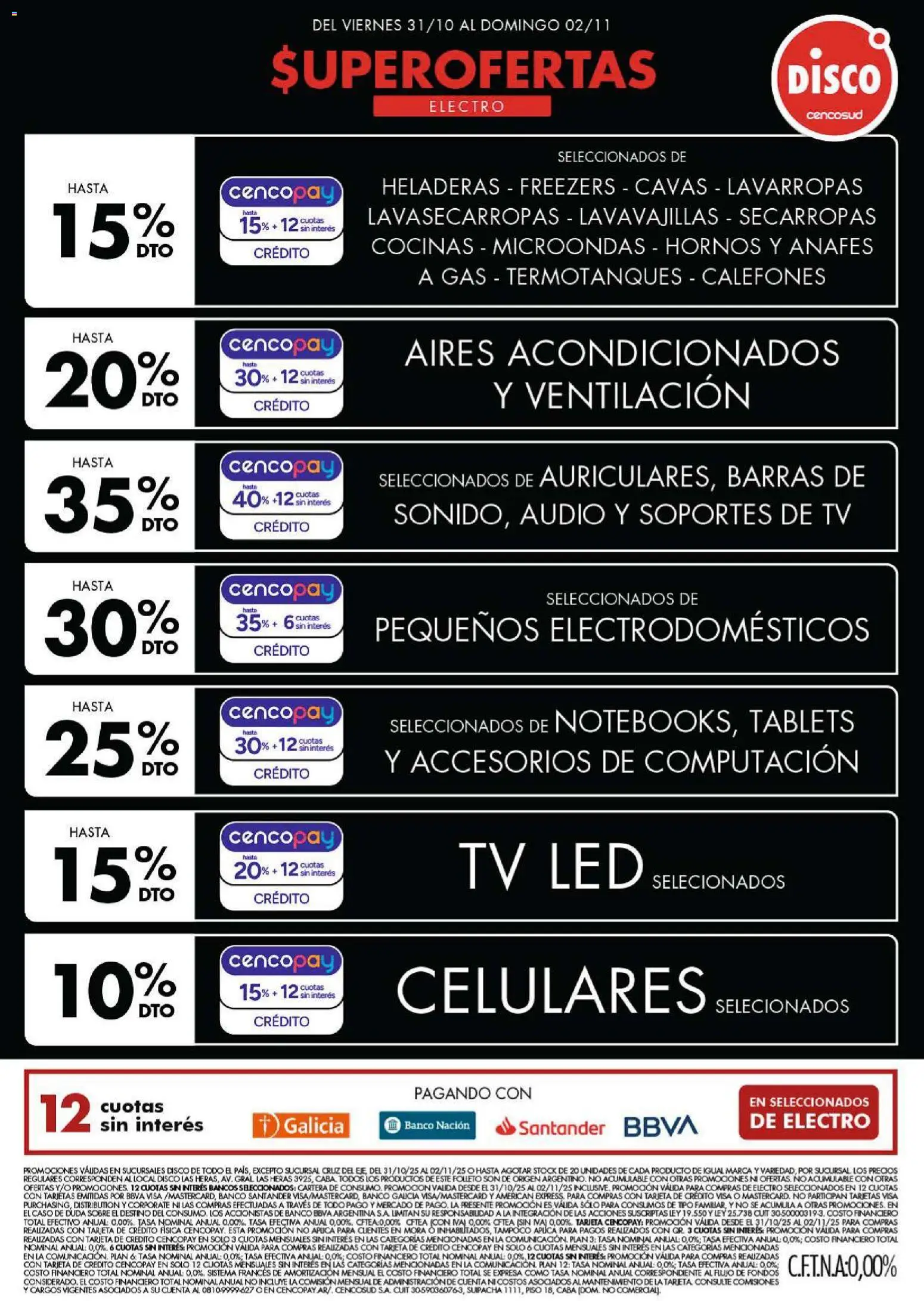 Disco - Ofertas | Electro, T. Libre y más │ válido desde el 31.10.2025 | Página: 1 | Productos: Disco, Caso, Banco, Sobre